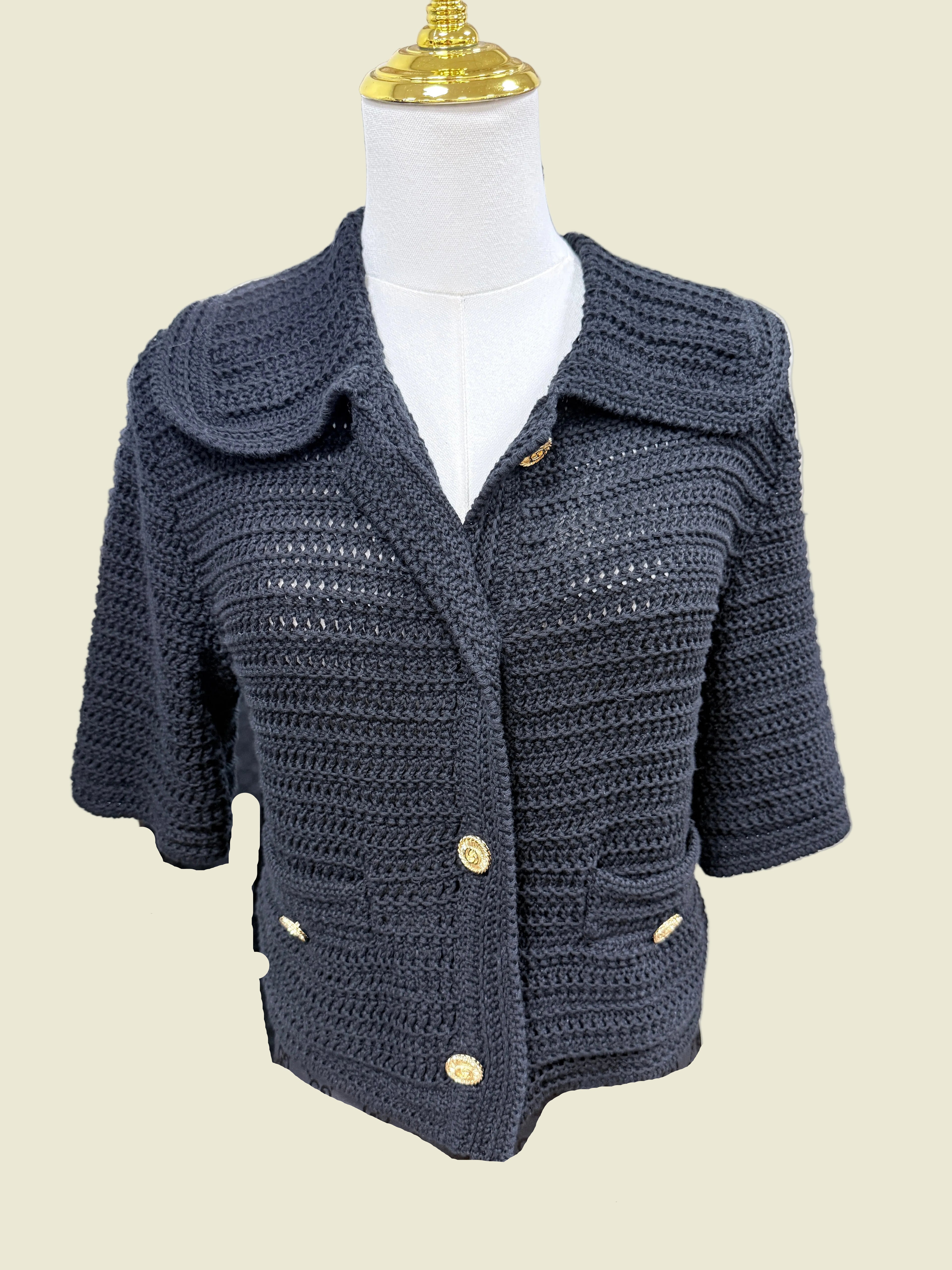 Gucci Black Knit Sailor Cardigan