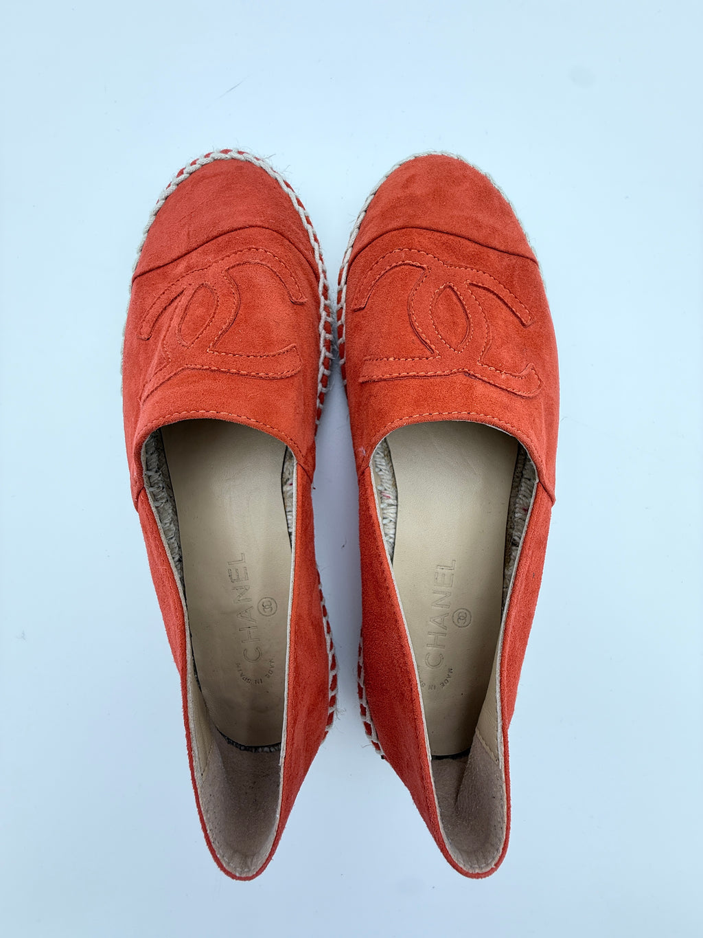 Chanel Orange Suede Espadrille size 37 Pre Loved