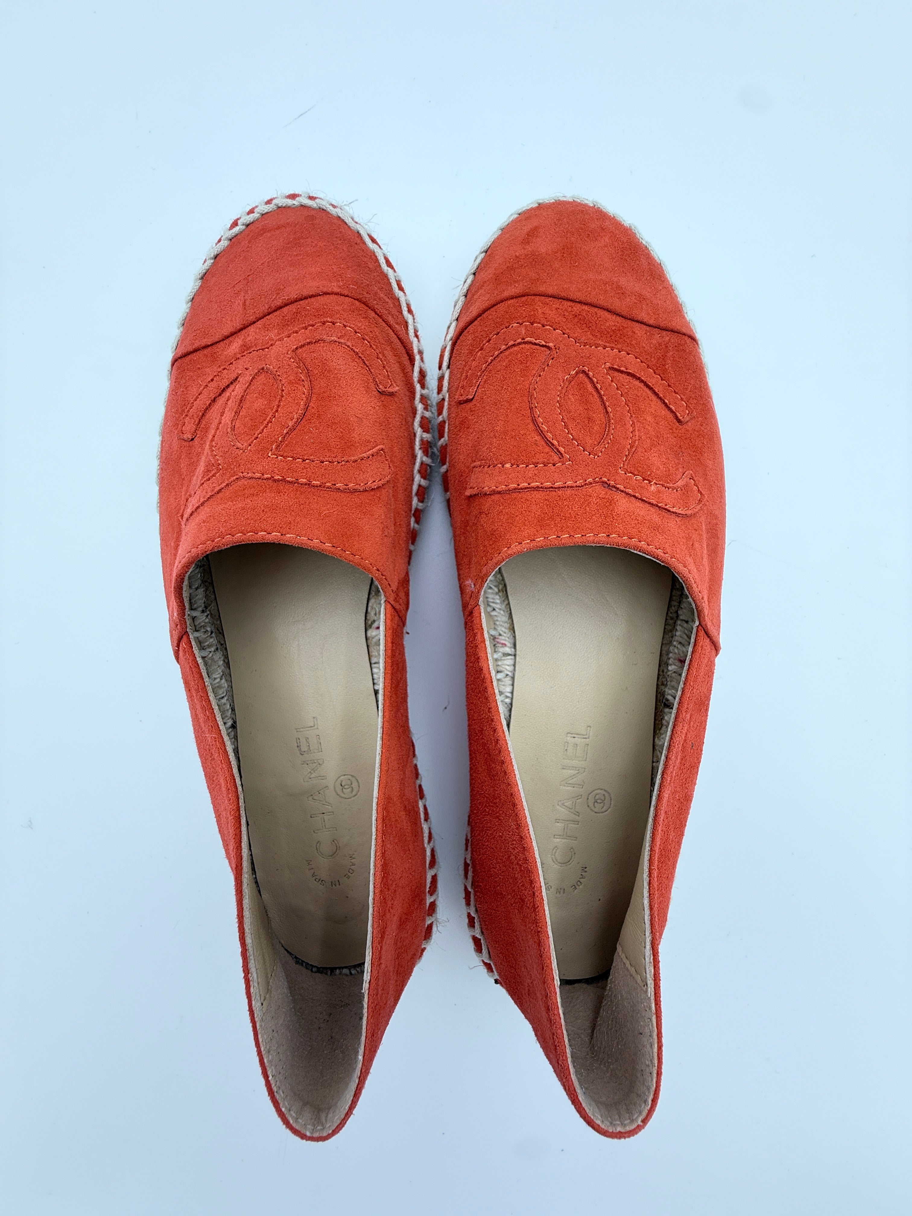 Chanel Orange Suede Espadrille size 37 Pre Loved
