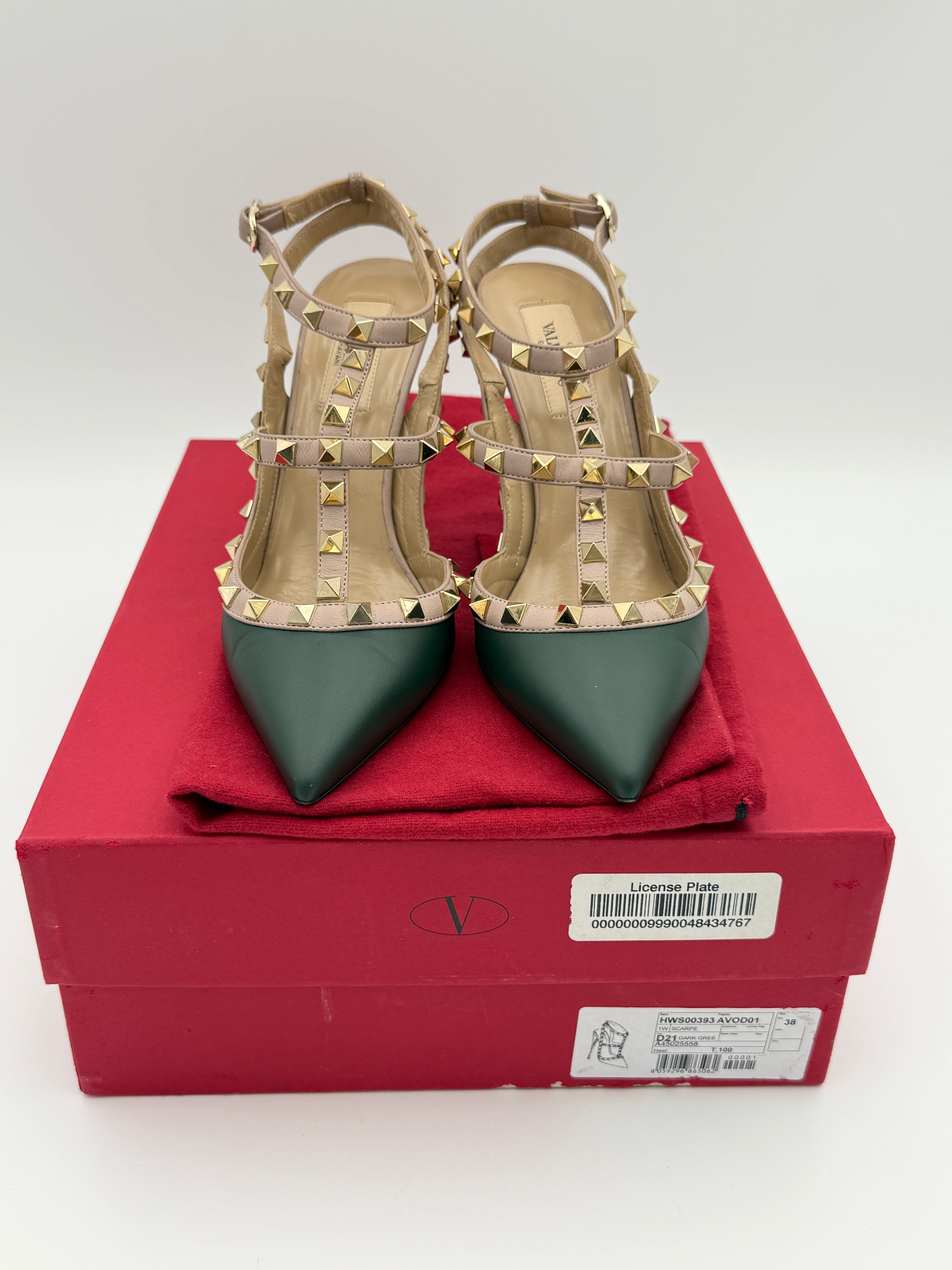 Valentino Rockstud green heel