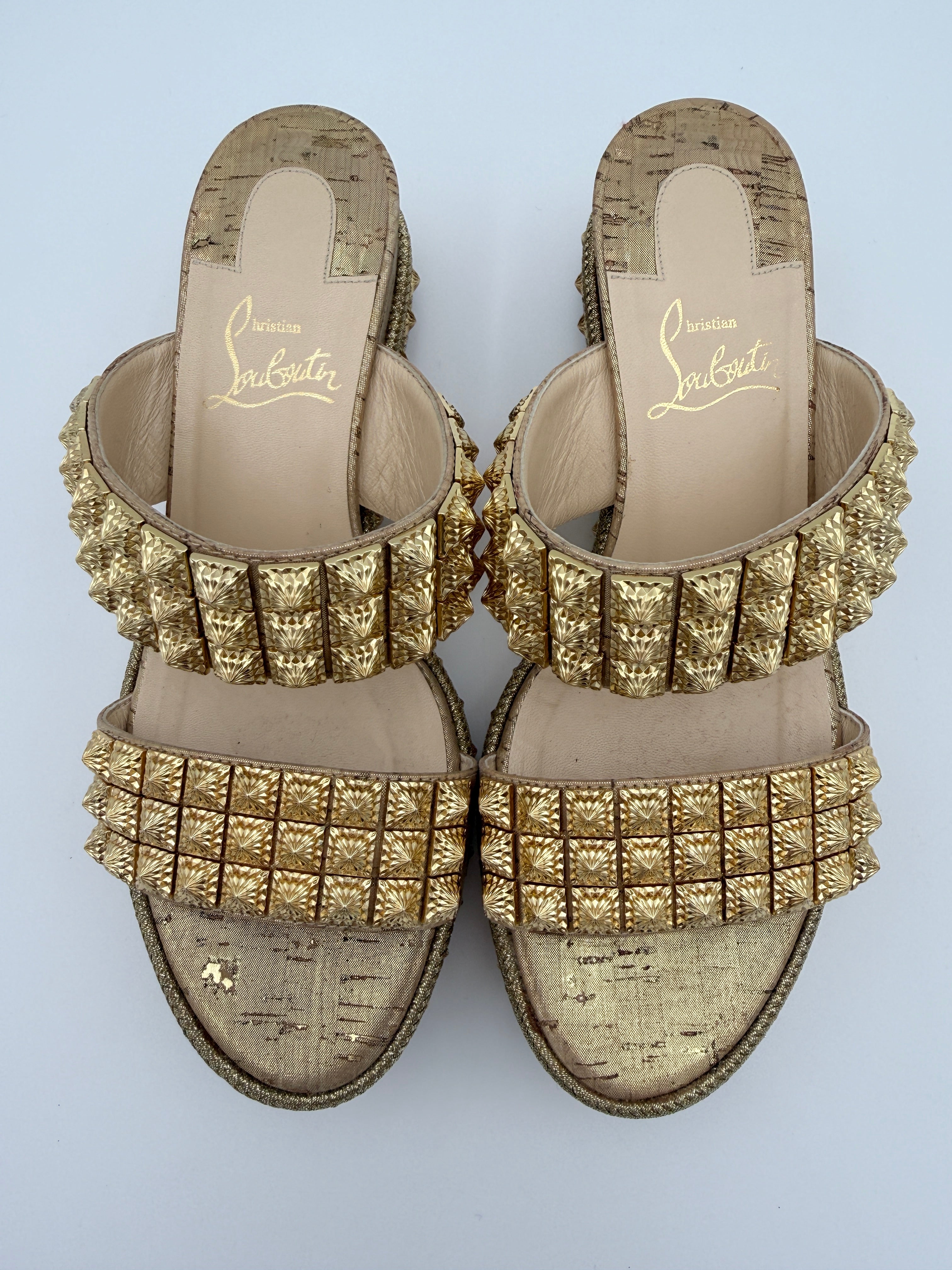 Louboutin Liege petit gold spike size 36 w/ dust
