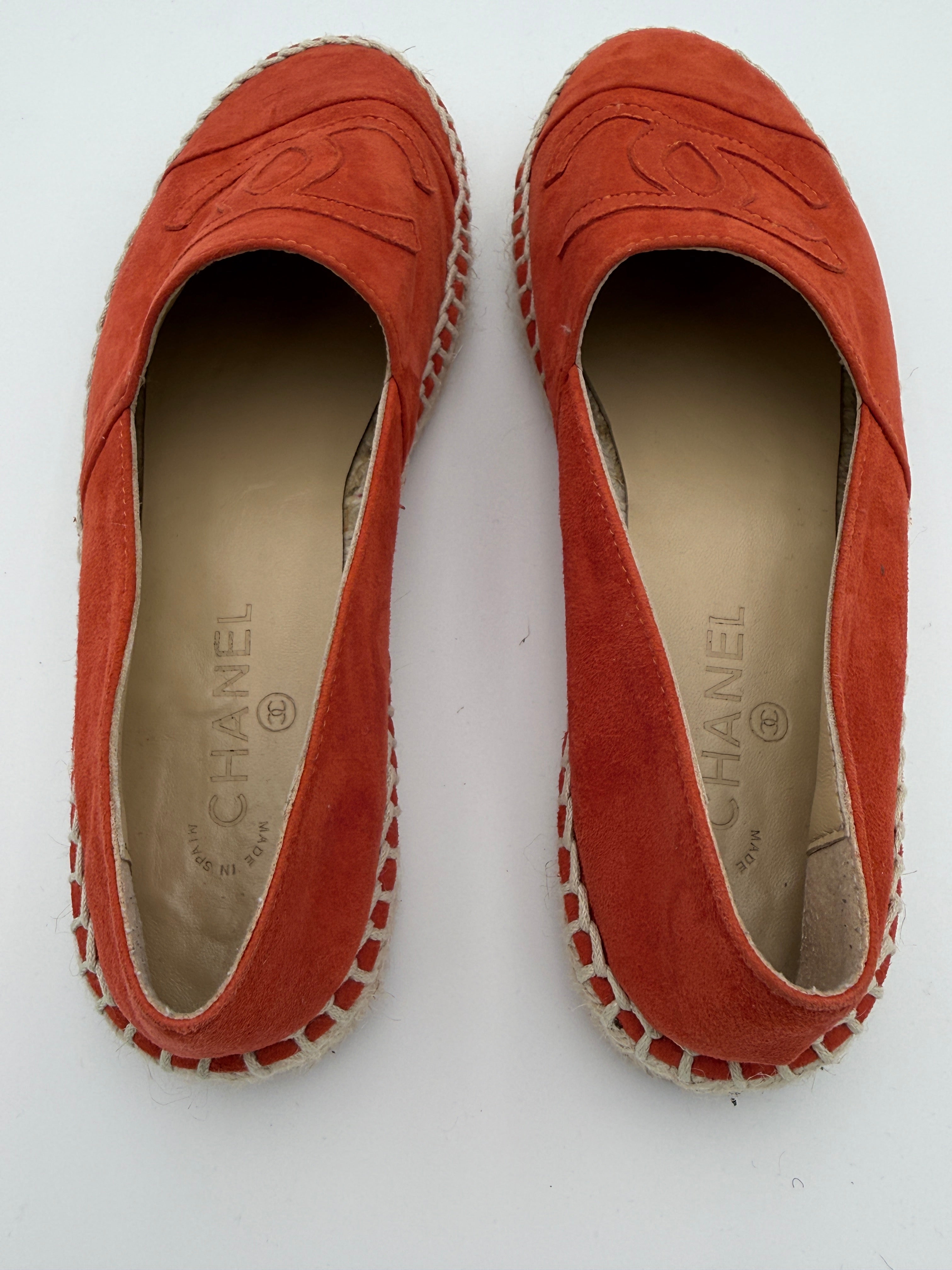Chanel Orange Suede Espadrille size 37 Pre Loved