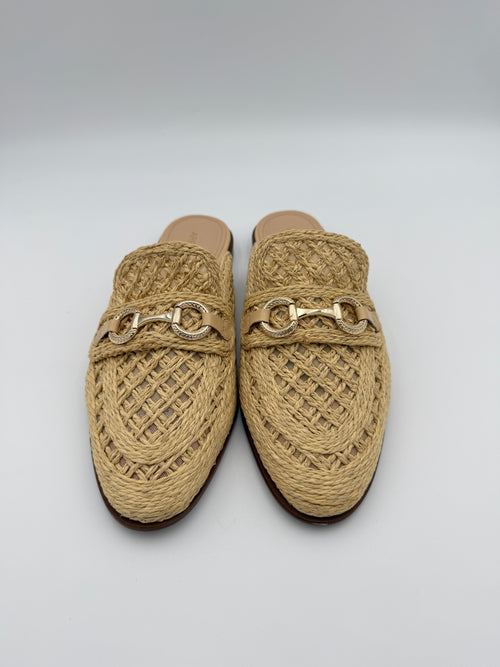 Arezzo raffia beige Mule Size 9