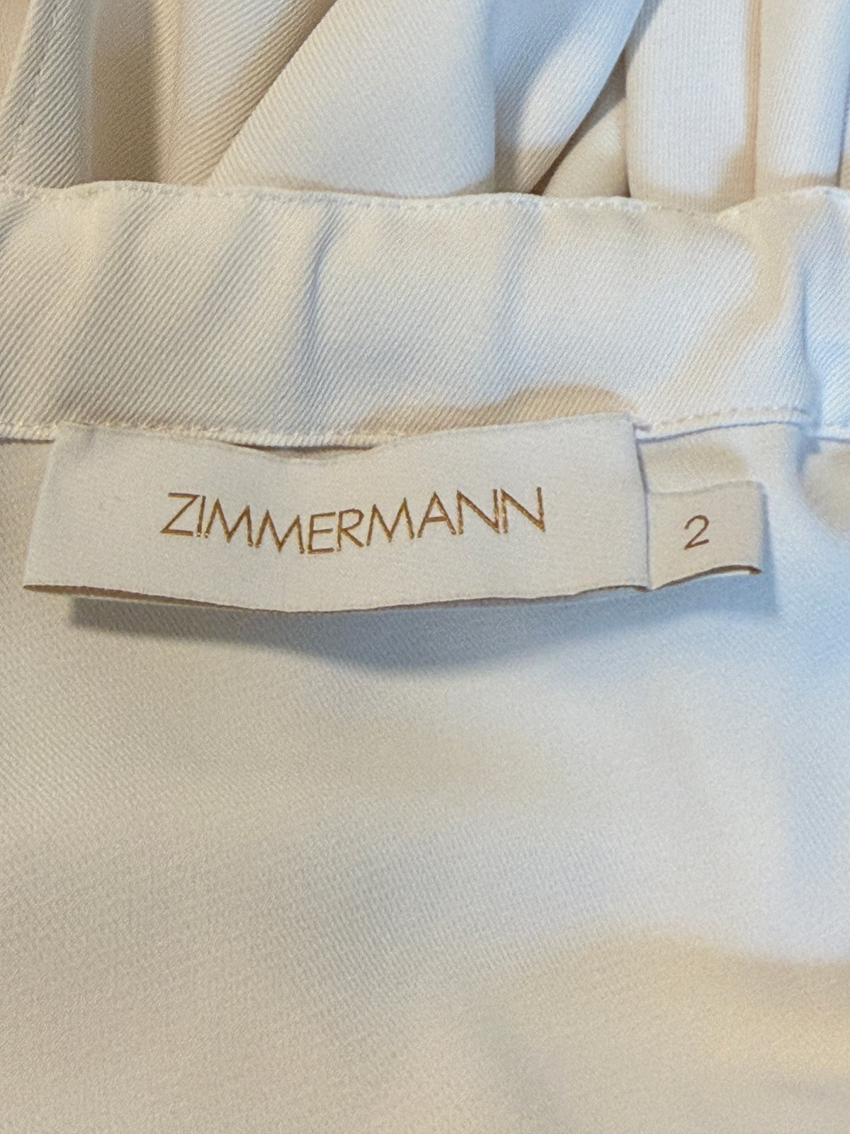 ZIMMERMAN OFF WHITE CREPE DRESS