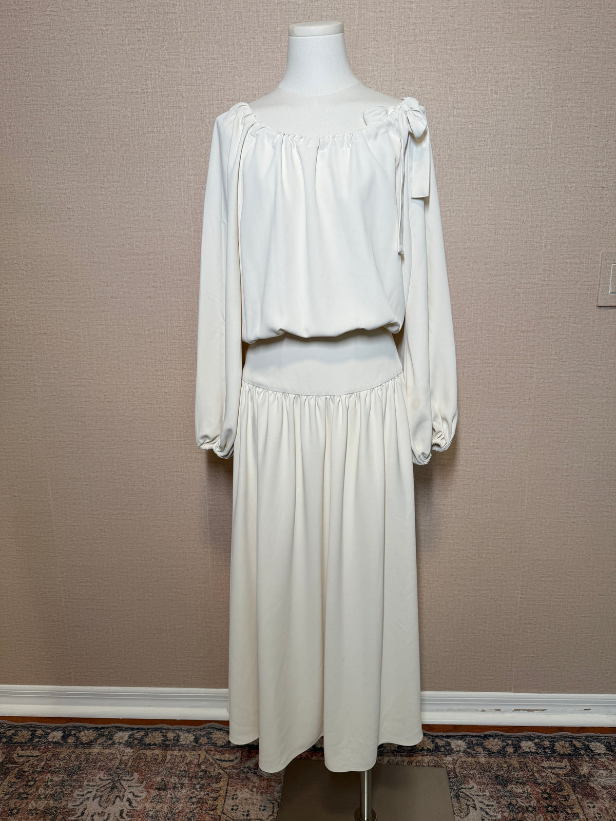 ZIMMERMAN OFF WHITE CREPE DRESS
