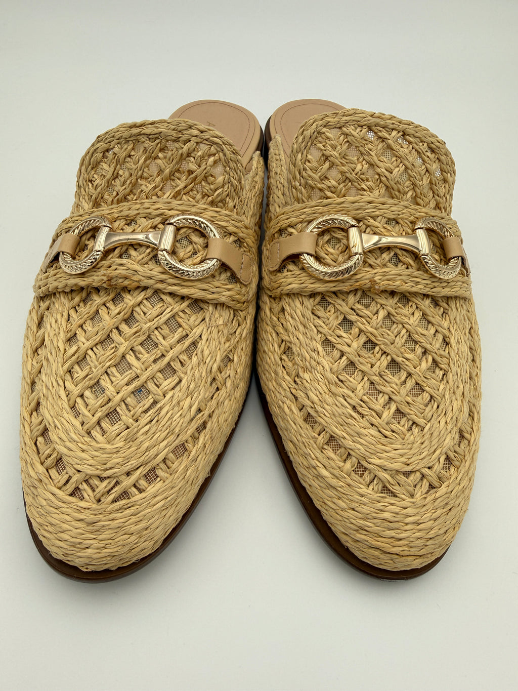 Arezzo raffia beige Mule Size 9