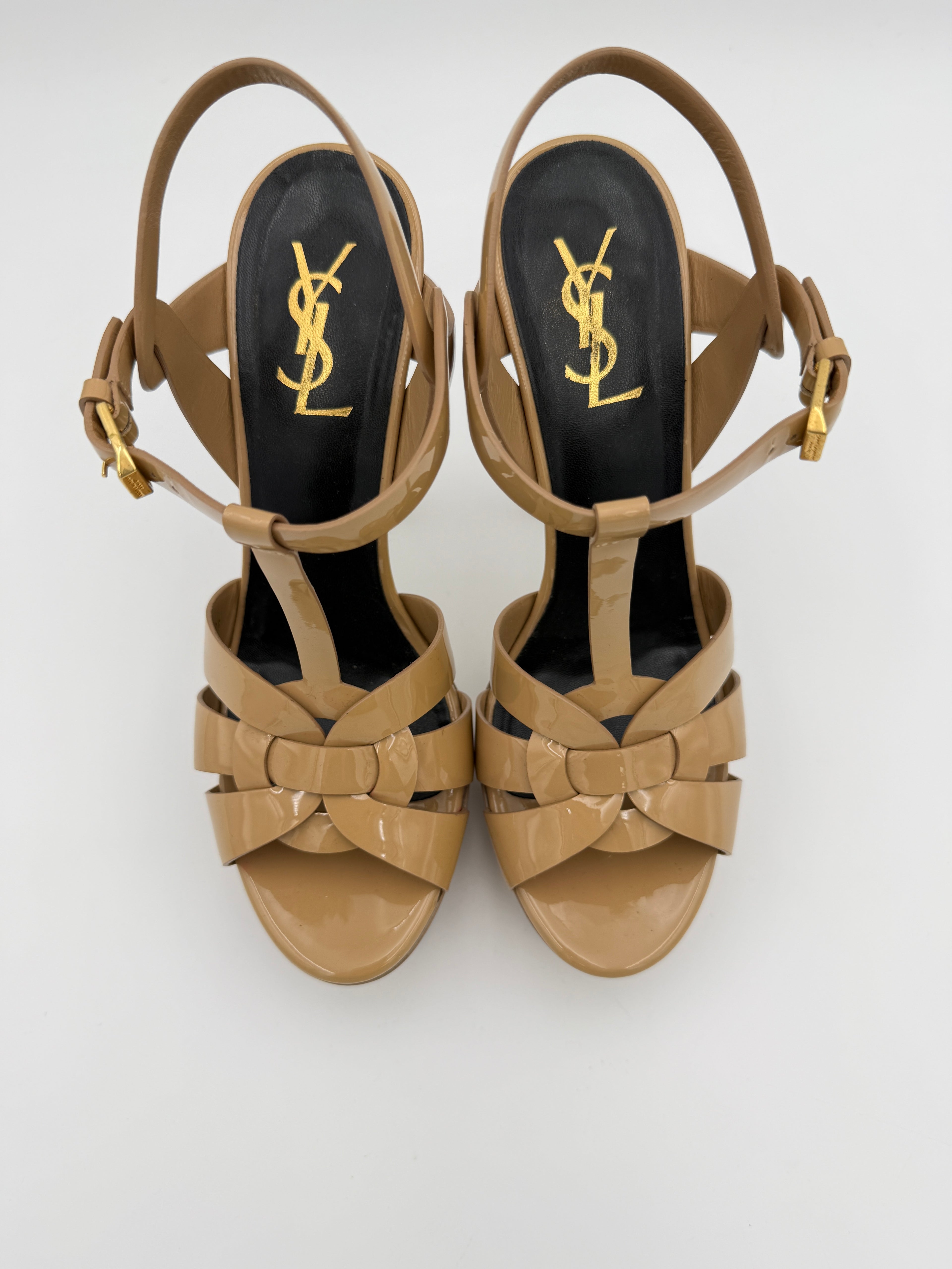 YSL Dark Nude Patent Sandal Size 38
