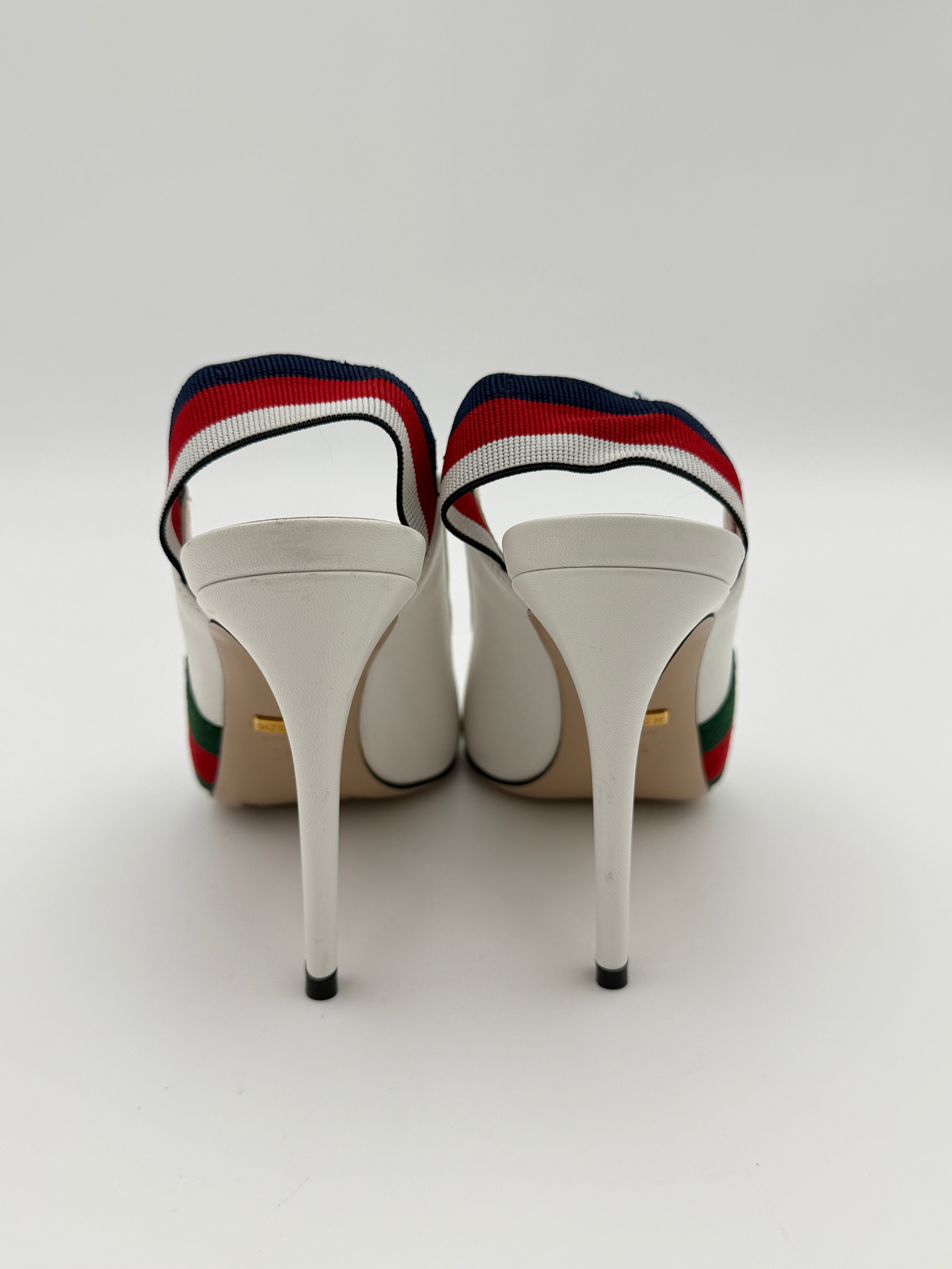 gucci white sylvie sling back size 36,5