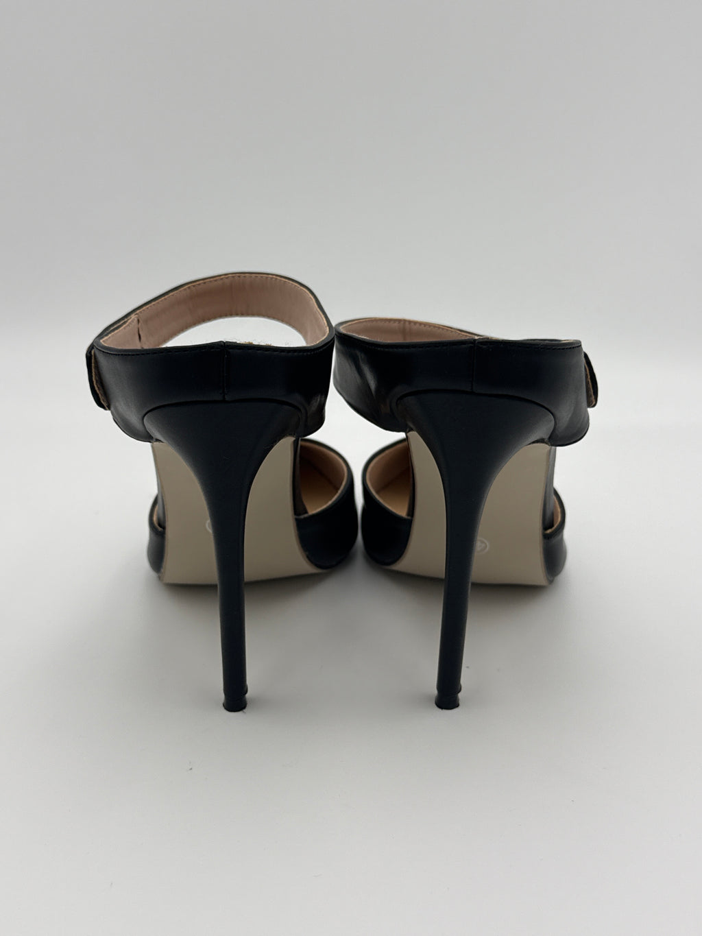 Black Leather Mule High Heels Size 41