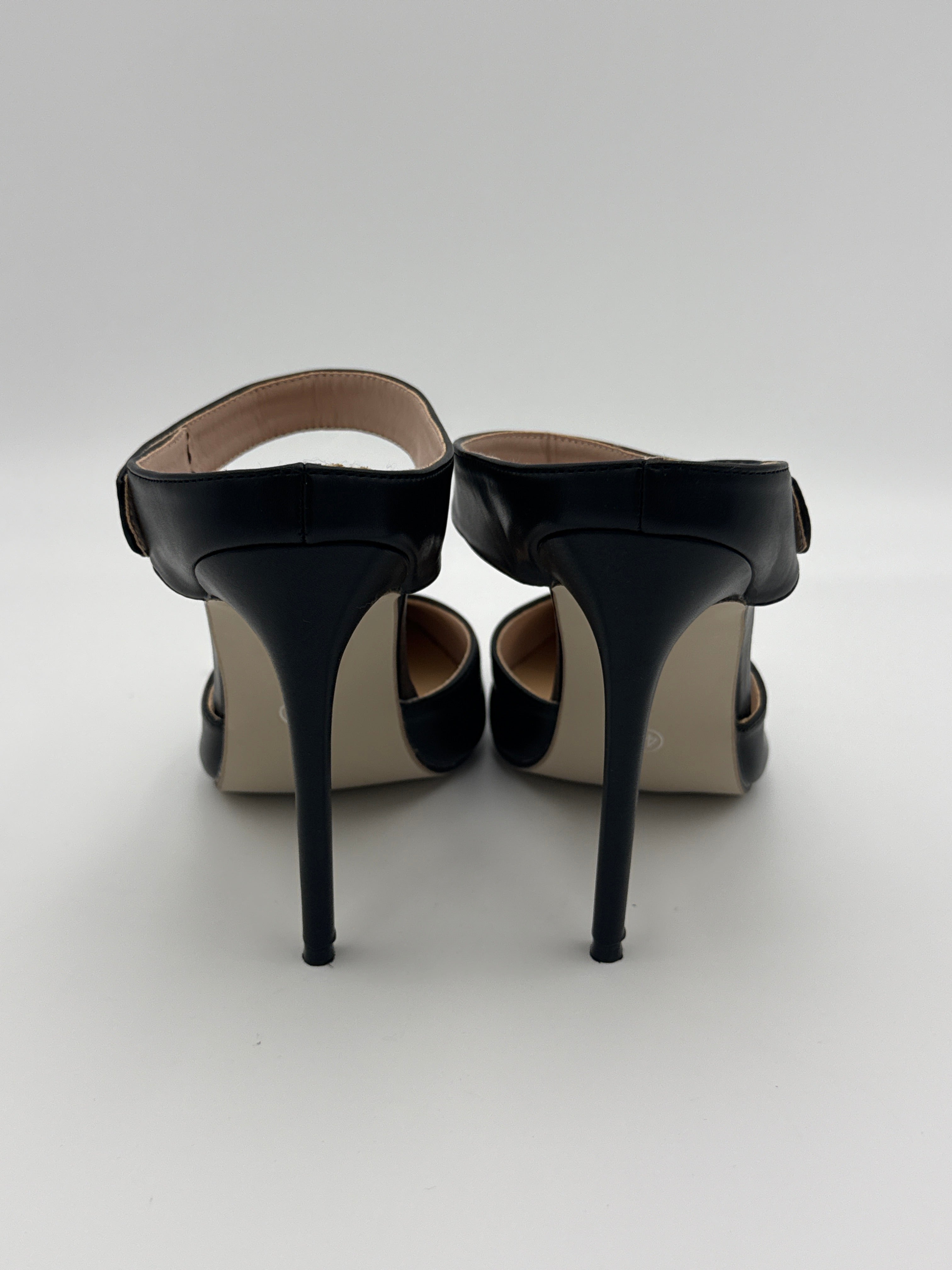 Black Leather Mule High Heels Size 41