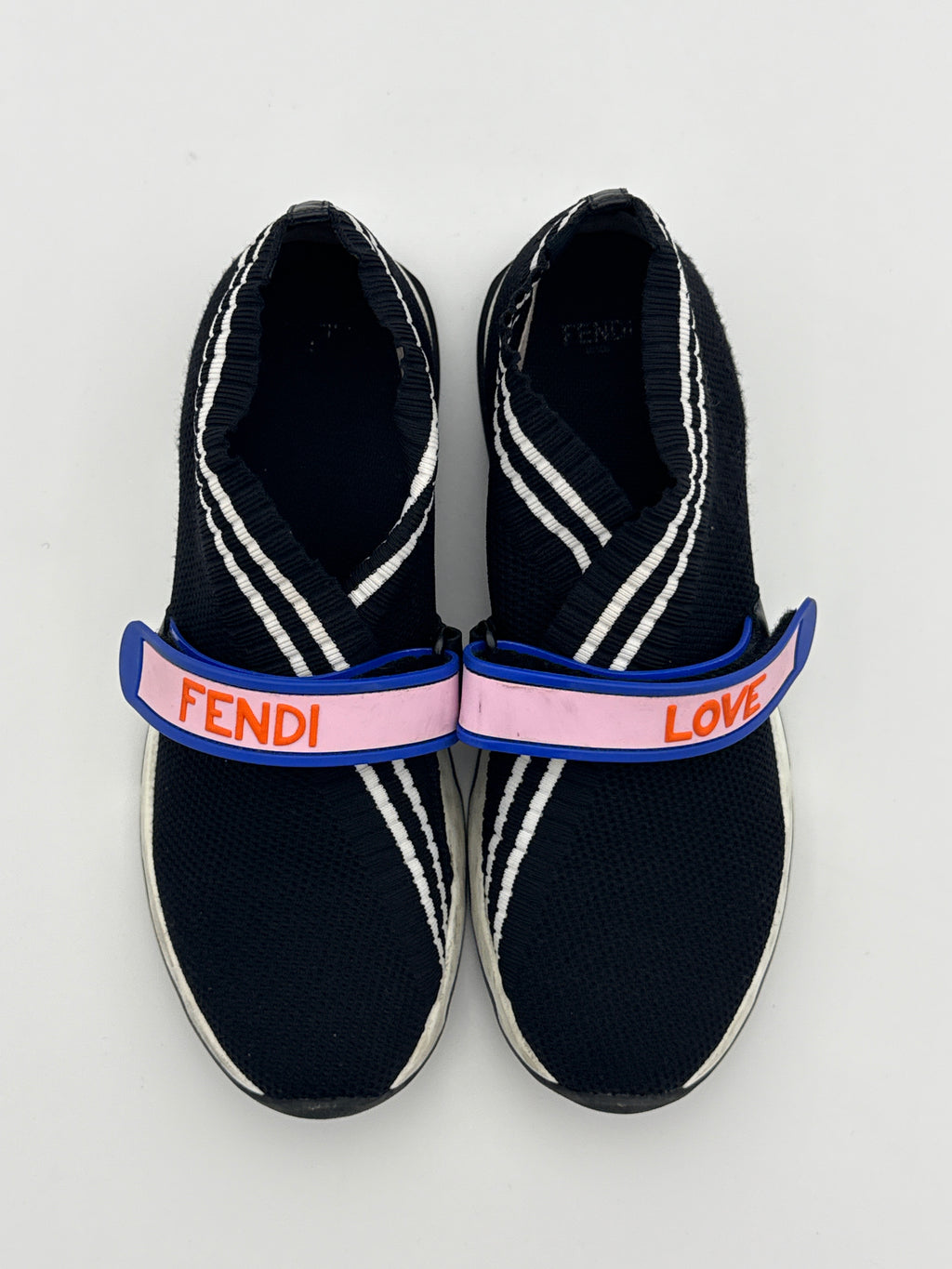 Fendi Rockoko Black Knit Sneaker Size 38
