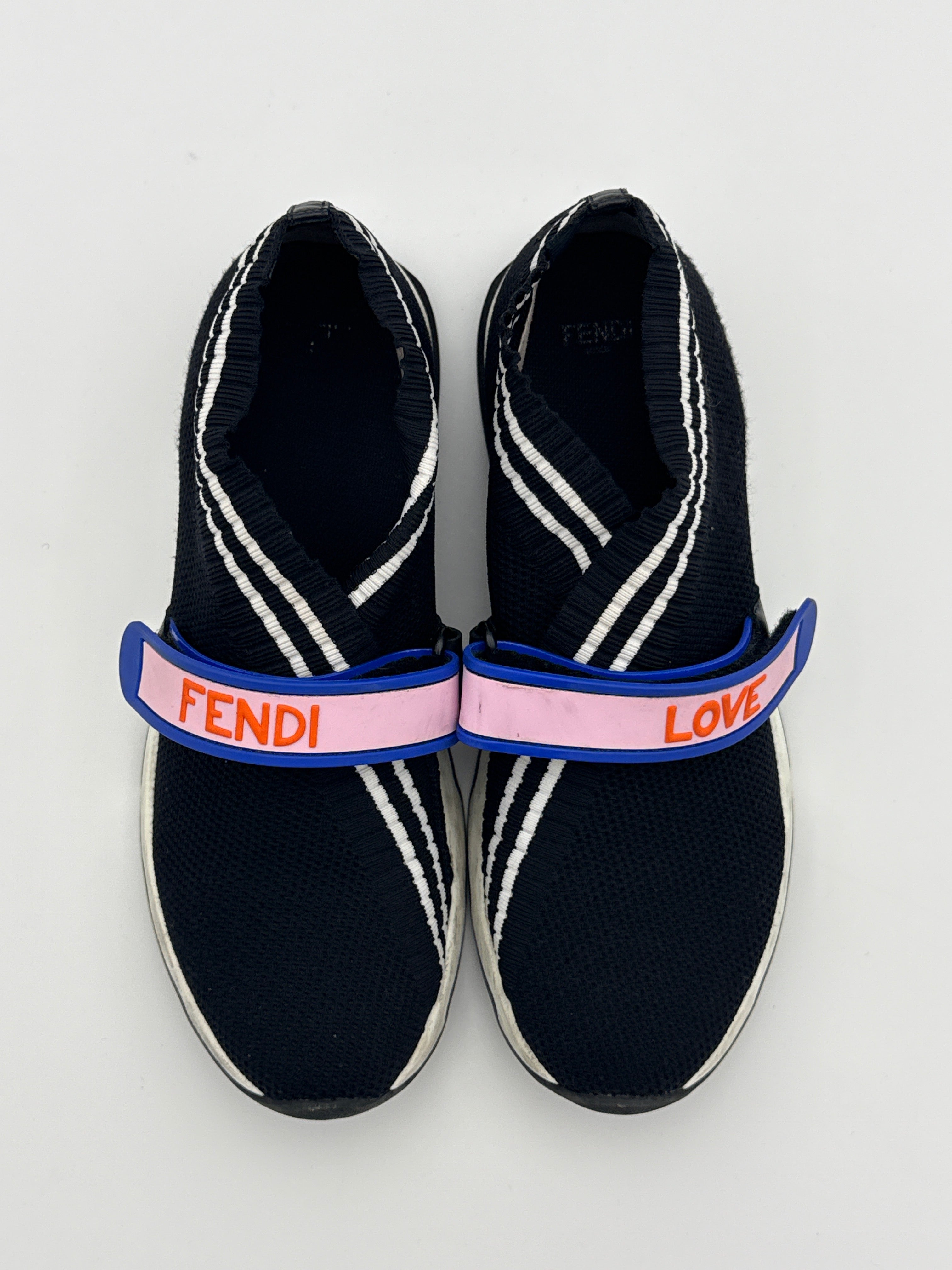 Fendi Rockoko Black Knit Sneaker Size 38