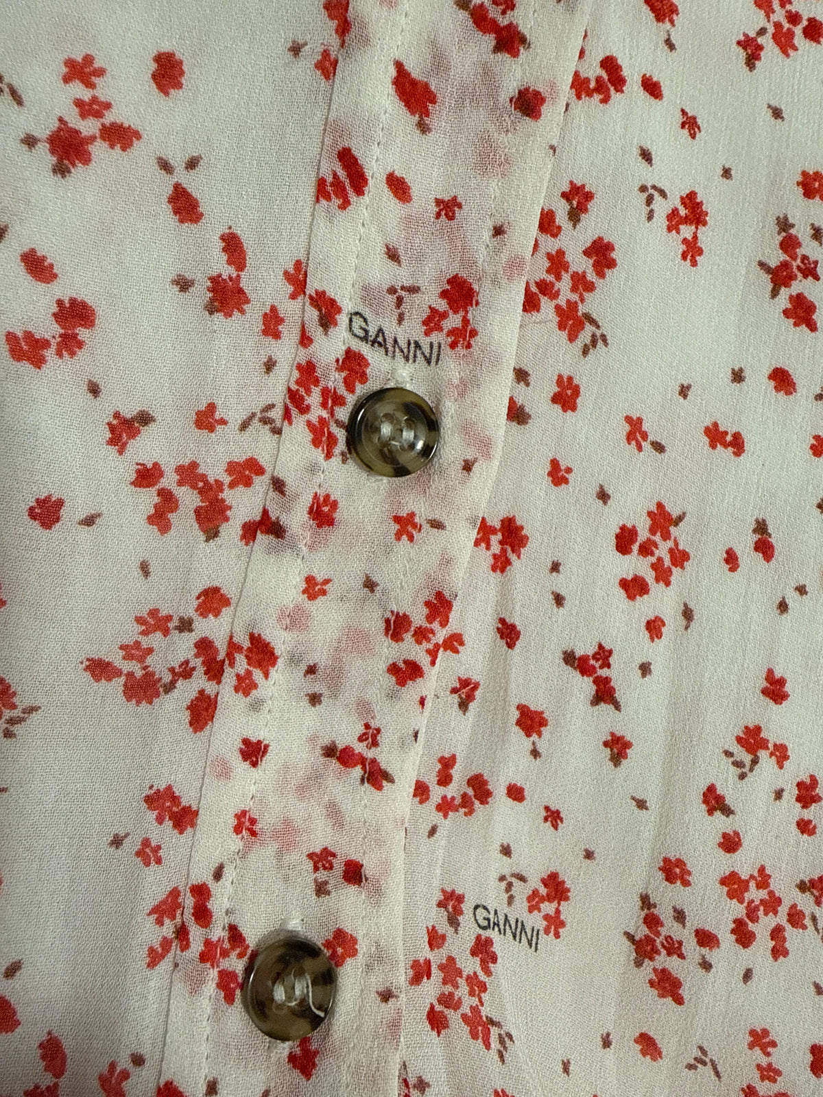 Ganni White red flowers Dress Medium