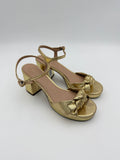 Arezzo Block Heel Gold Sandal Size 8