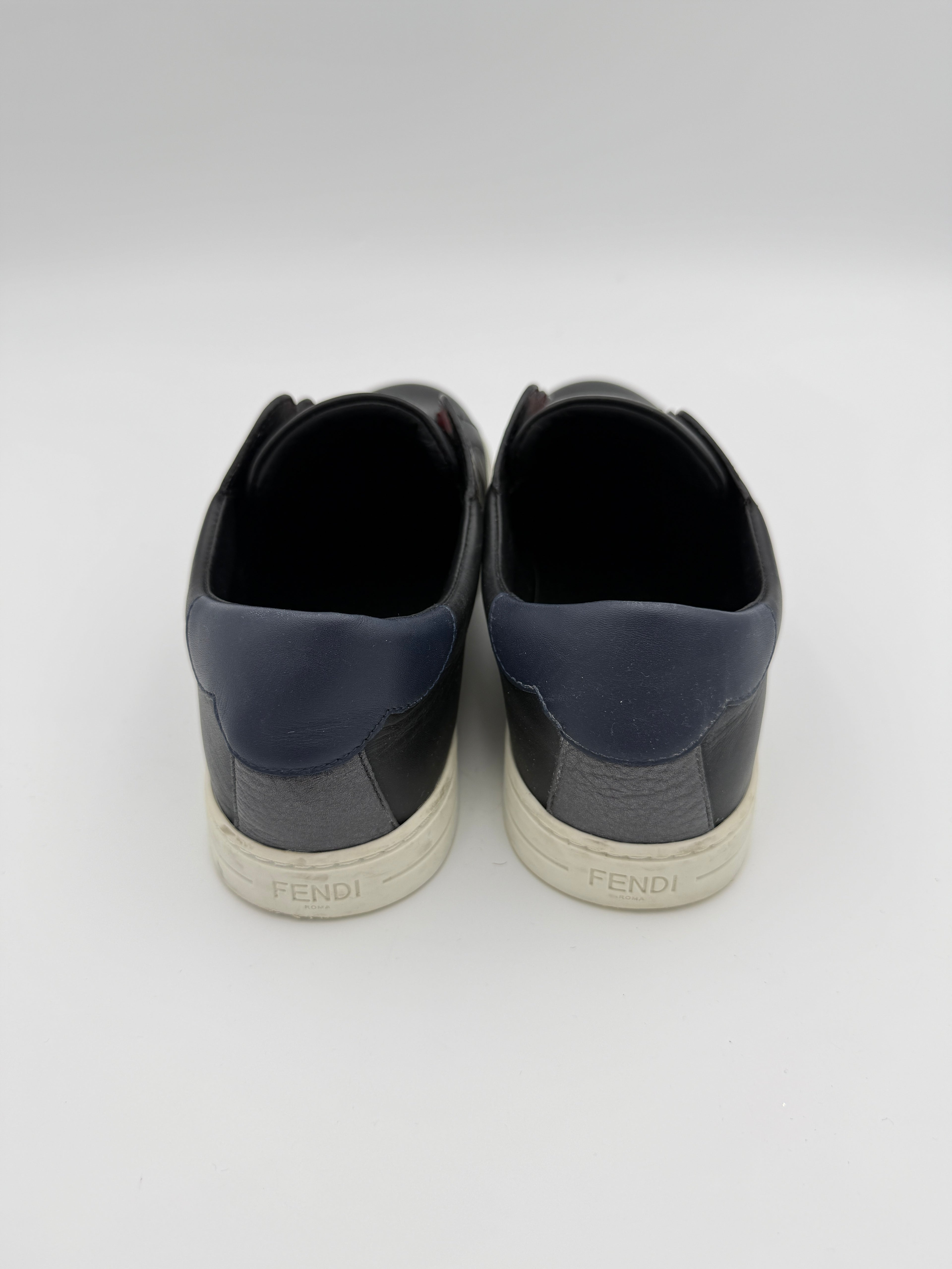 Fendi Black Leather Sneakers Size 38