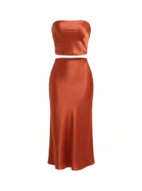 Babadou Orange Silk Strapless set size S