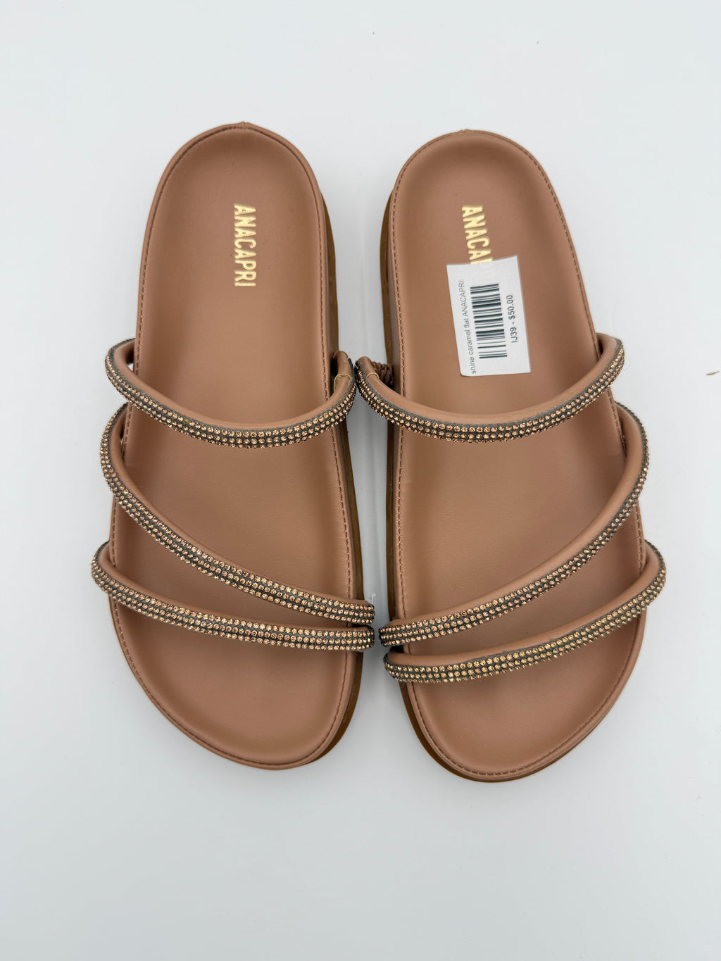 Anacapri Caramel Rhinestone flat Size 8