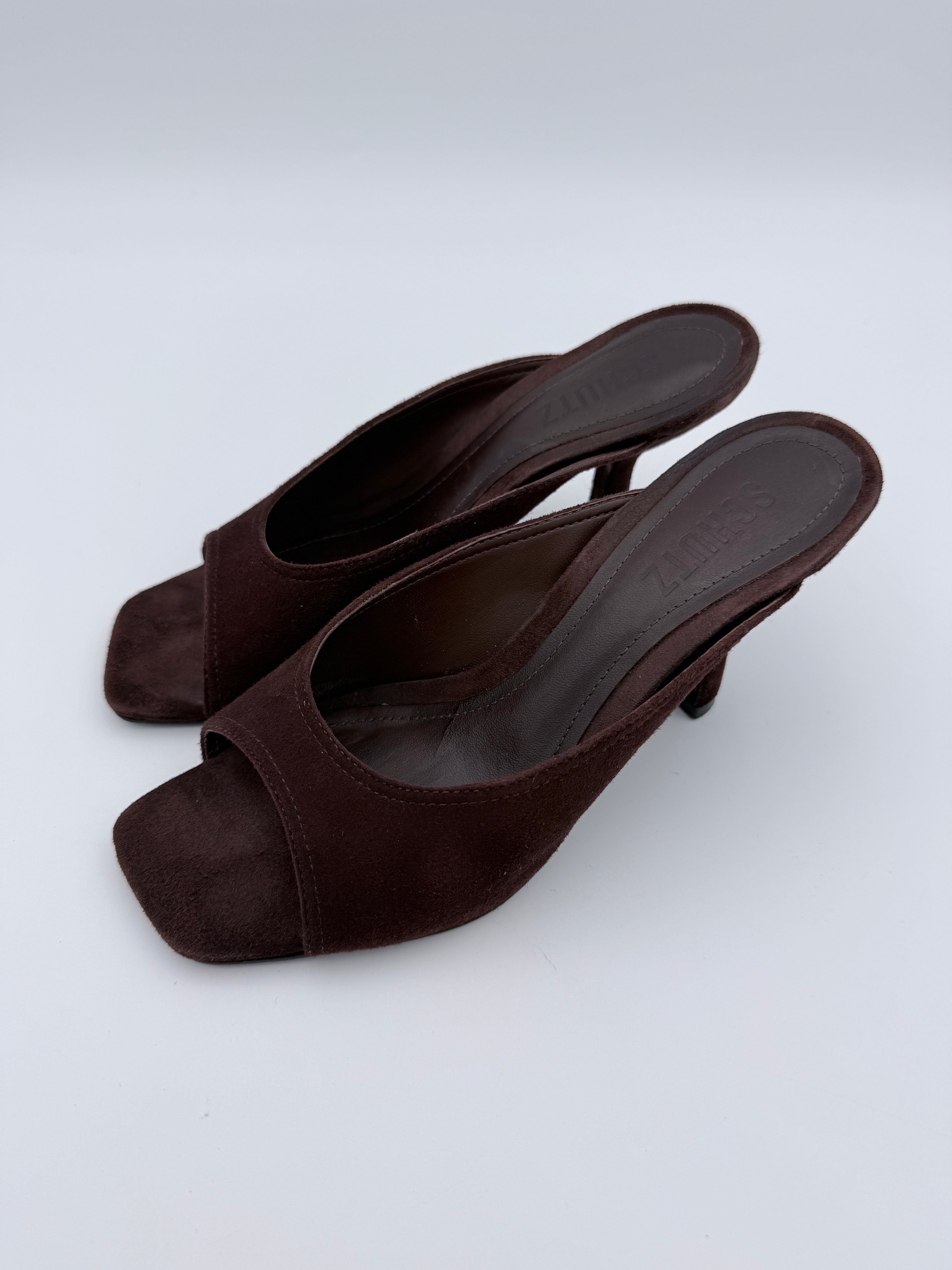 Schutz Brown Suede  Mules