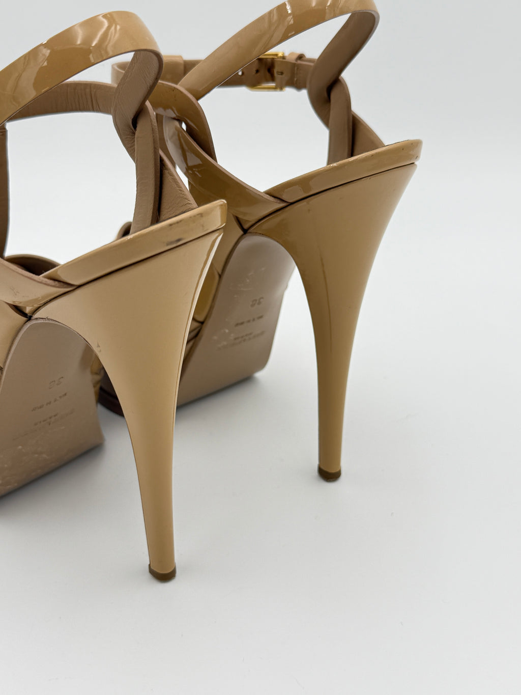 YSL Dark Nude Patent Sandal Size 38