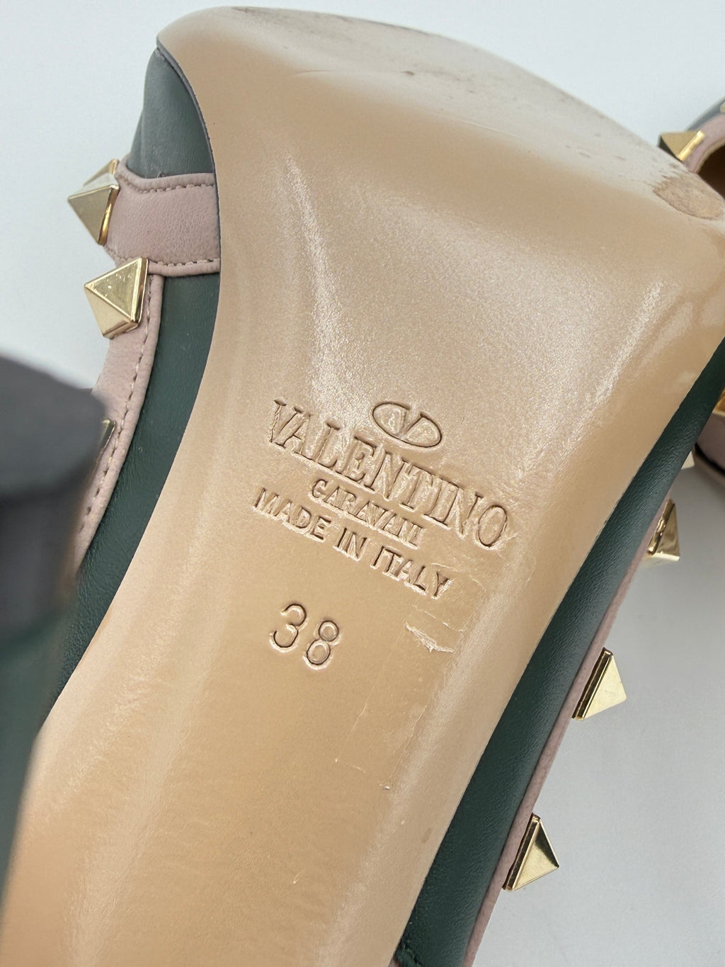Valentino Rockstud green heel