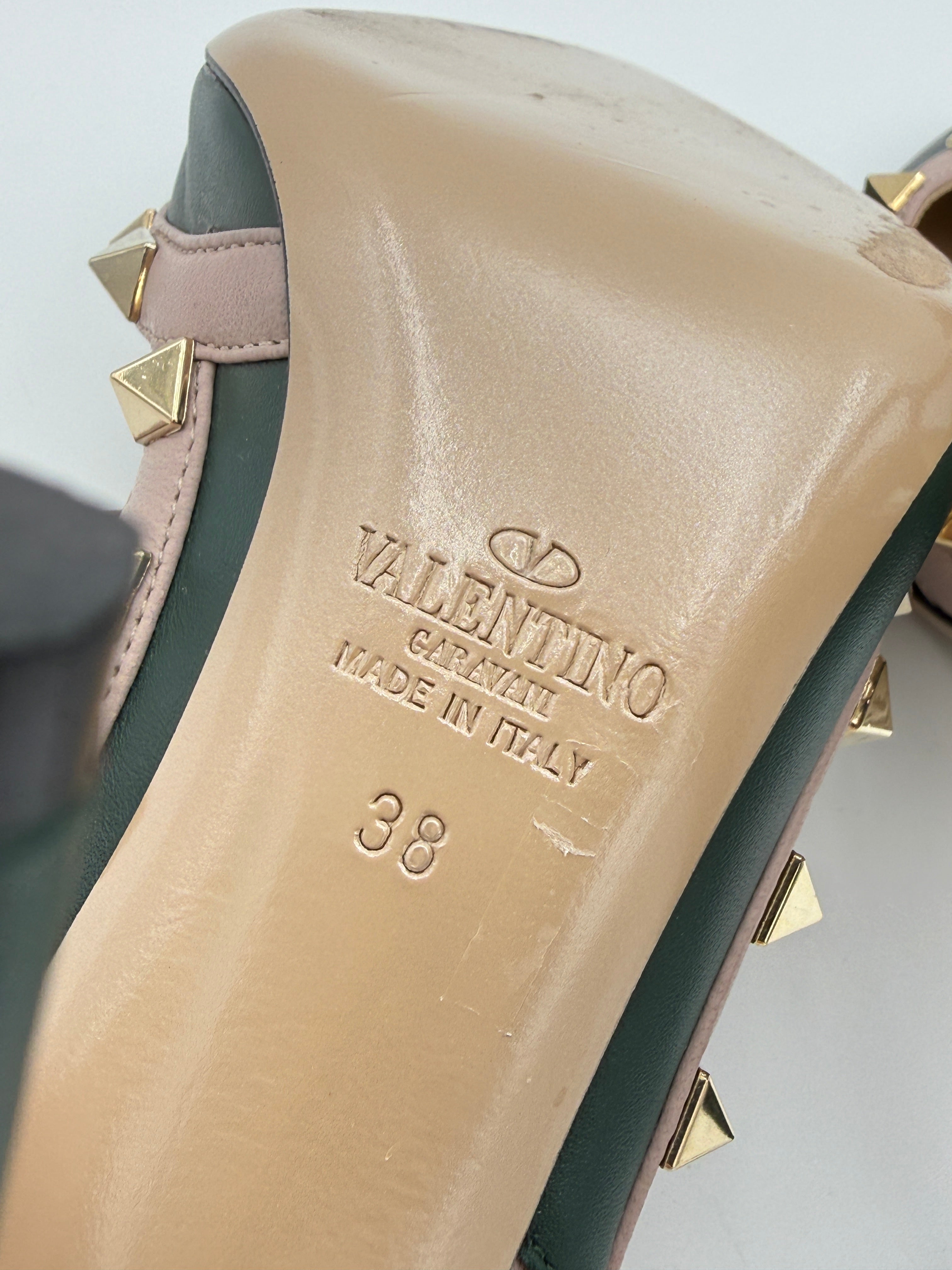Valentino Rockstud green heel