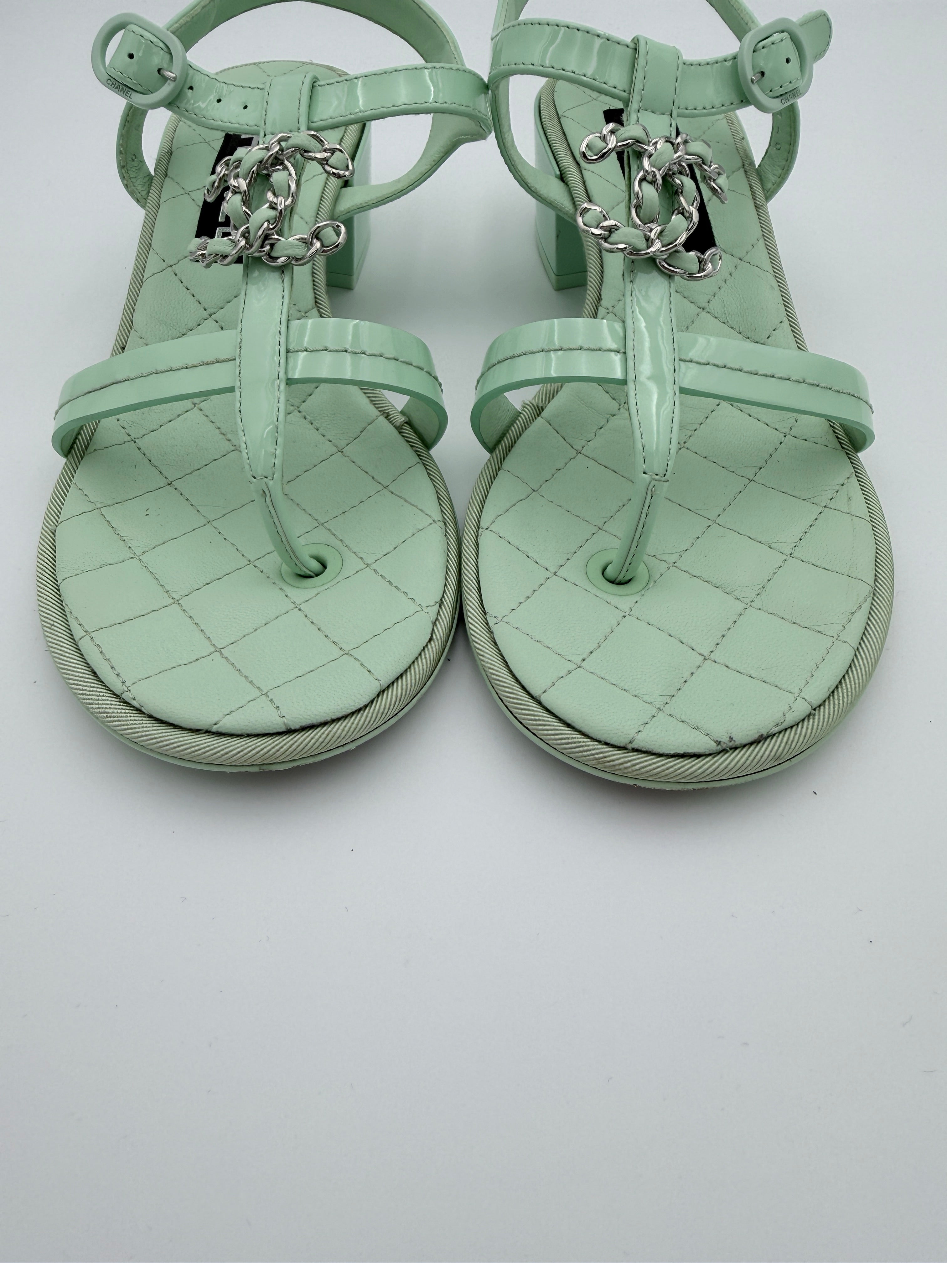 Chanel Mint Green Sandal size 36 Pre Loved