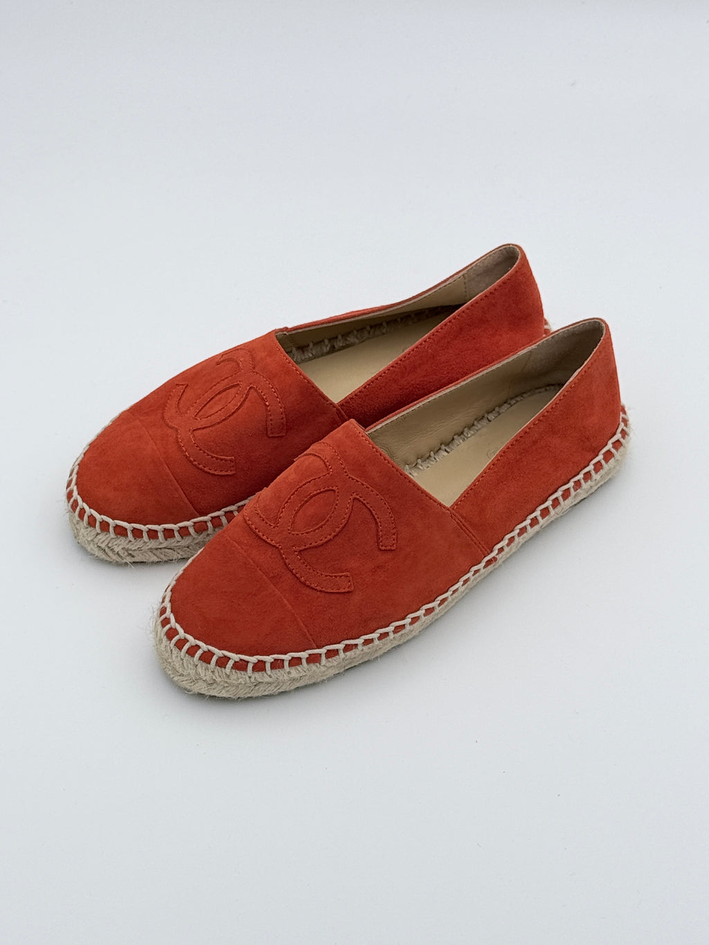 Chanel Orange Suede Espadrille size 37 Pre Loved