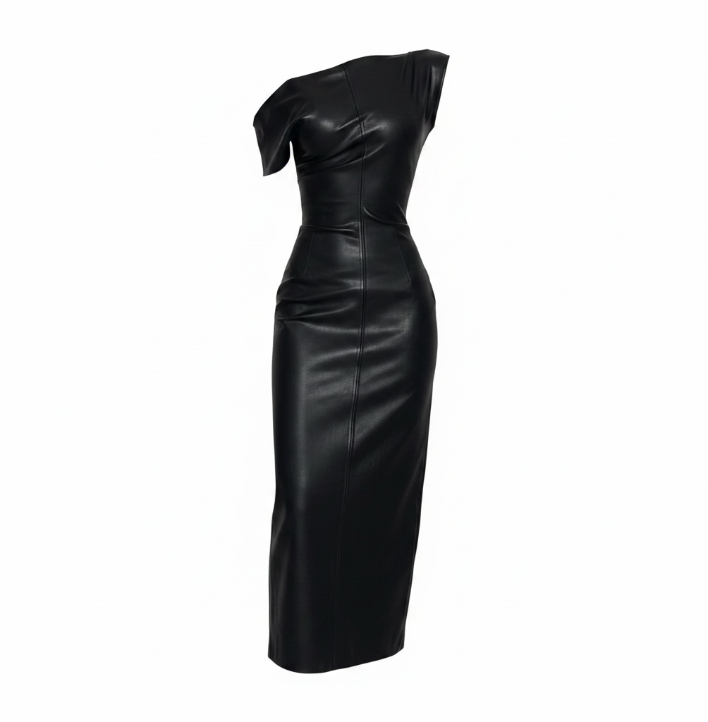 Off Shoulder Faux leather Dress Small