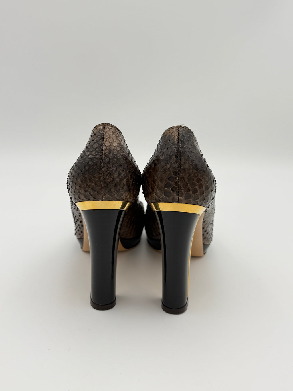 Ferragamo Brown Python Heel US7,5