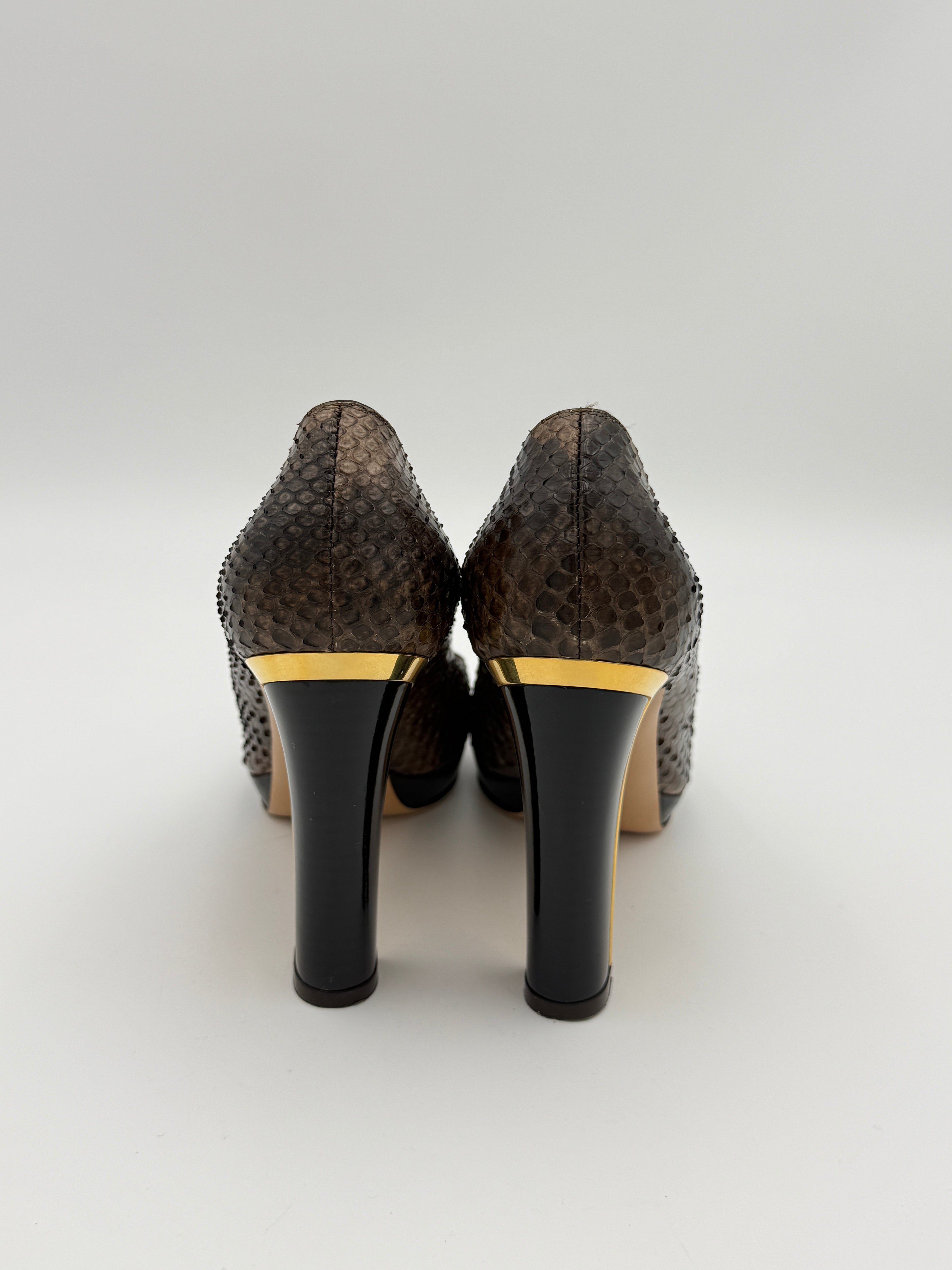 Ferragamo Brown Python Heel US7,5