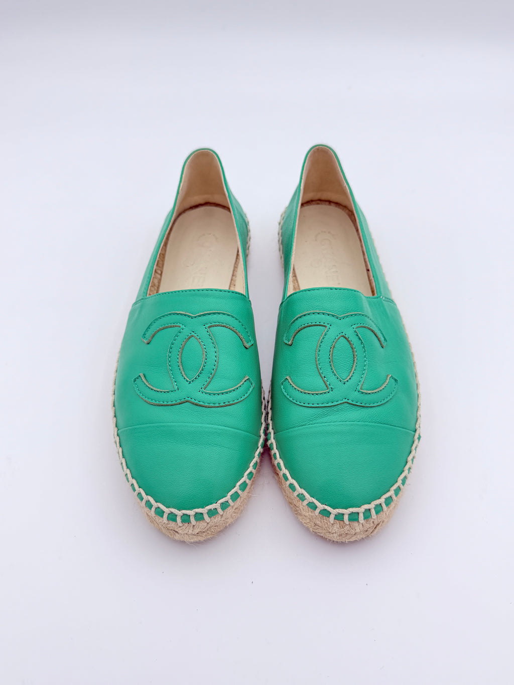 Chanel Green Leather Espadrille size 37