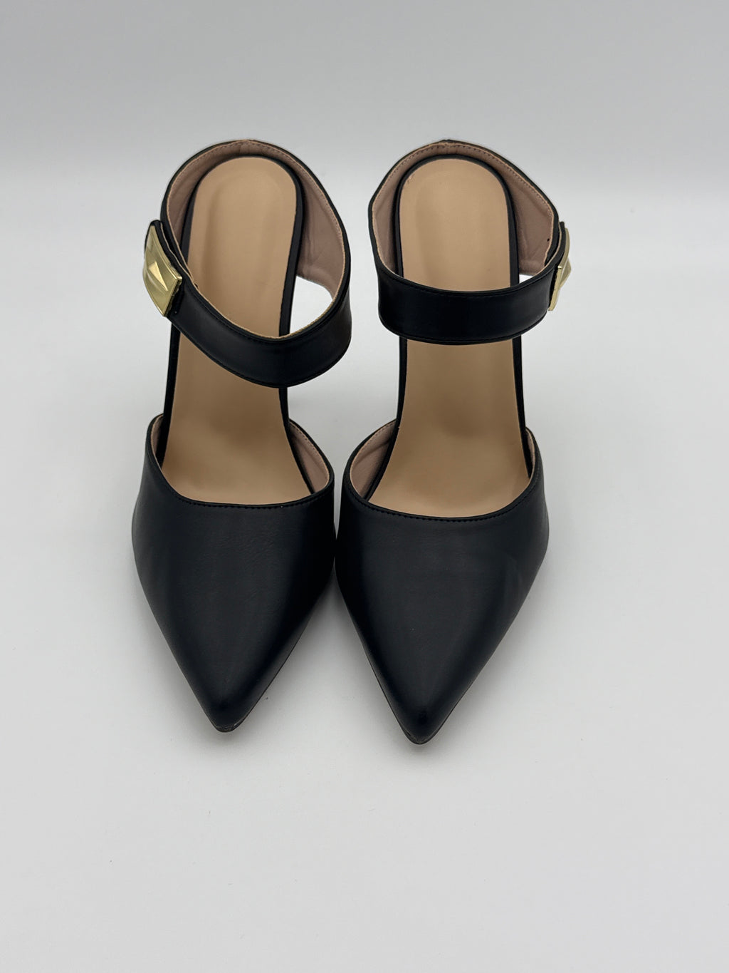 Black Leather Mule High Heels Size 41
