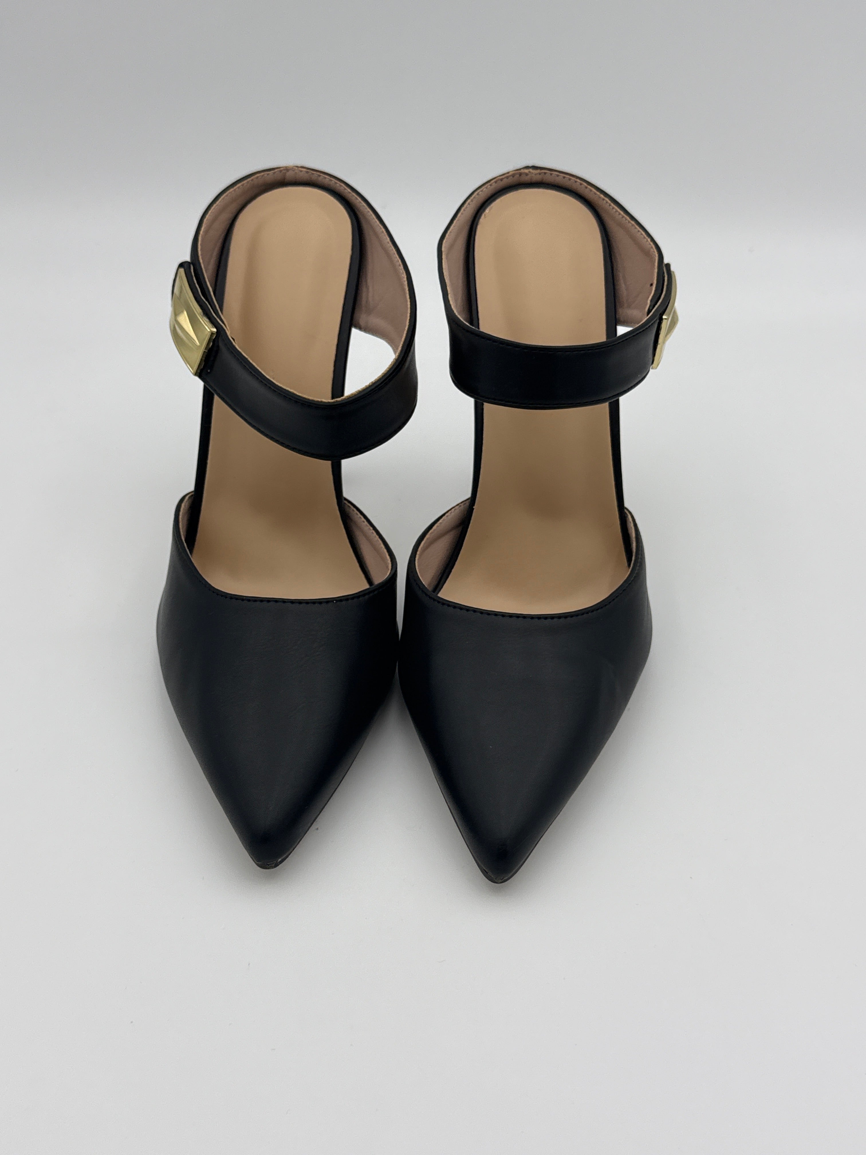 Black Leather Mule High Heels Size 41