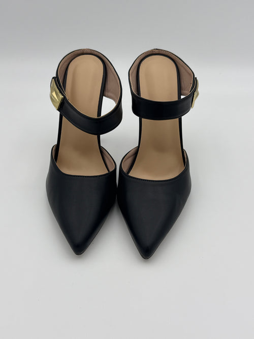 Black Leather Mule High Heels Size 41