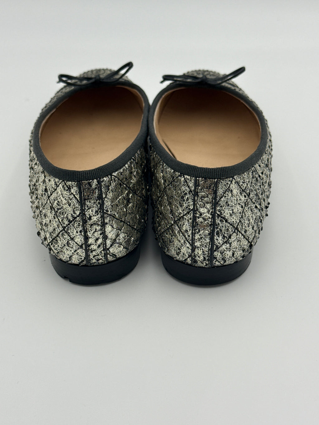Chanel Ballerina Flat Silver Python size 39,5 Pre Loved