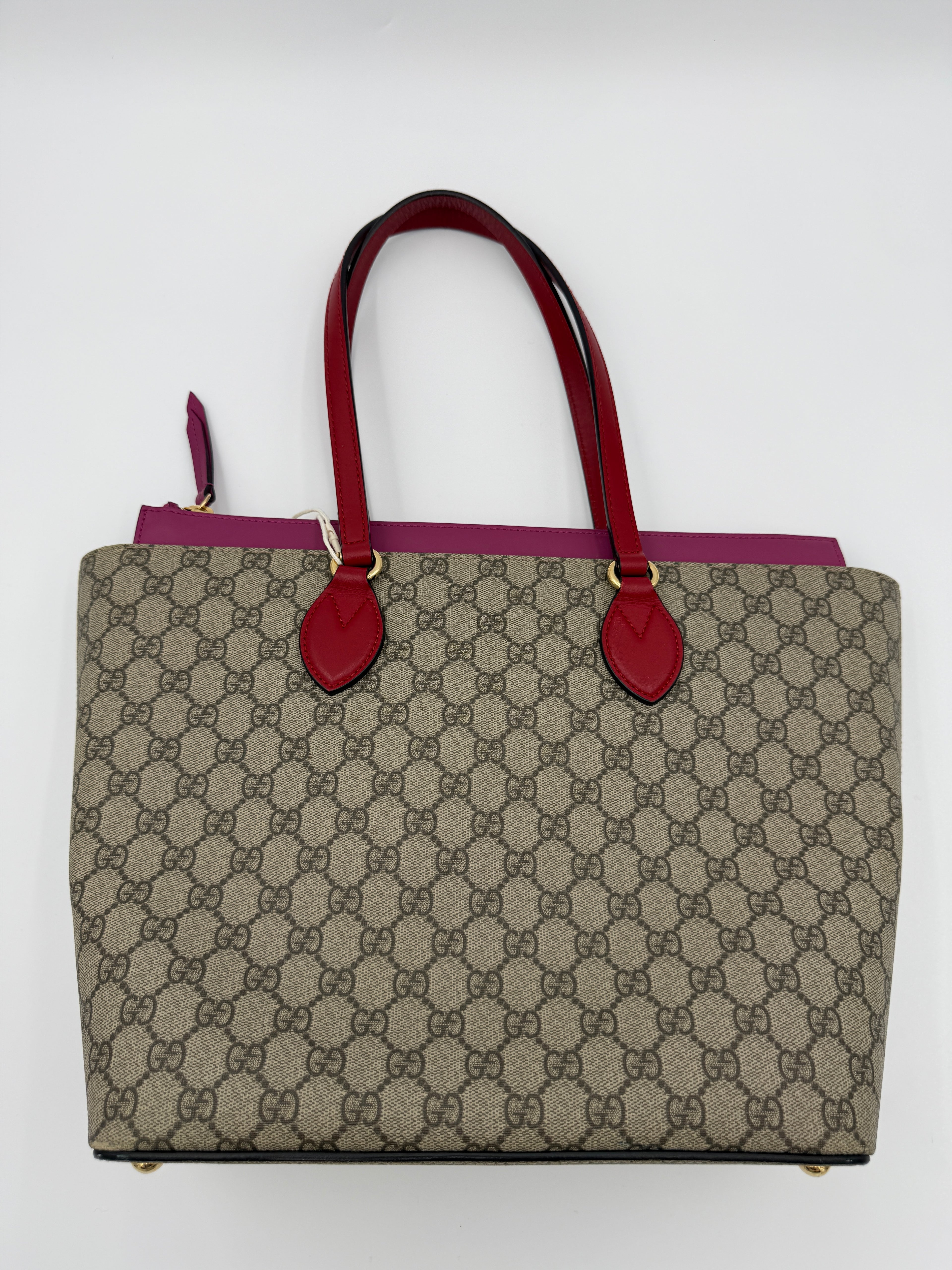 Gucci GG Monogram Hibiscus Red Tote