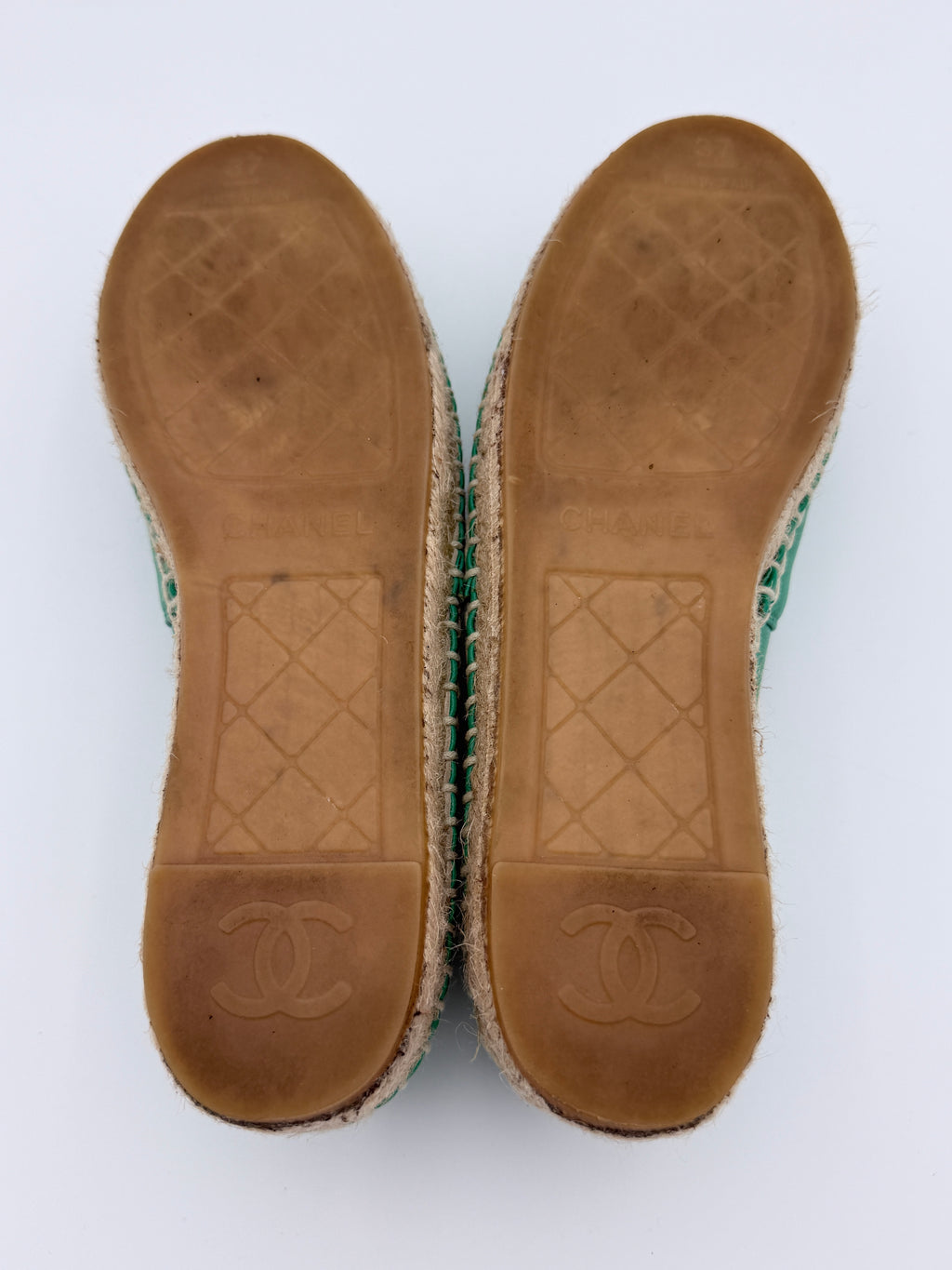 Chanel Green Leather Espadrille size 37