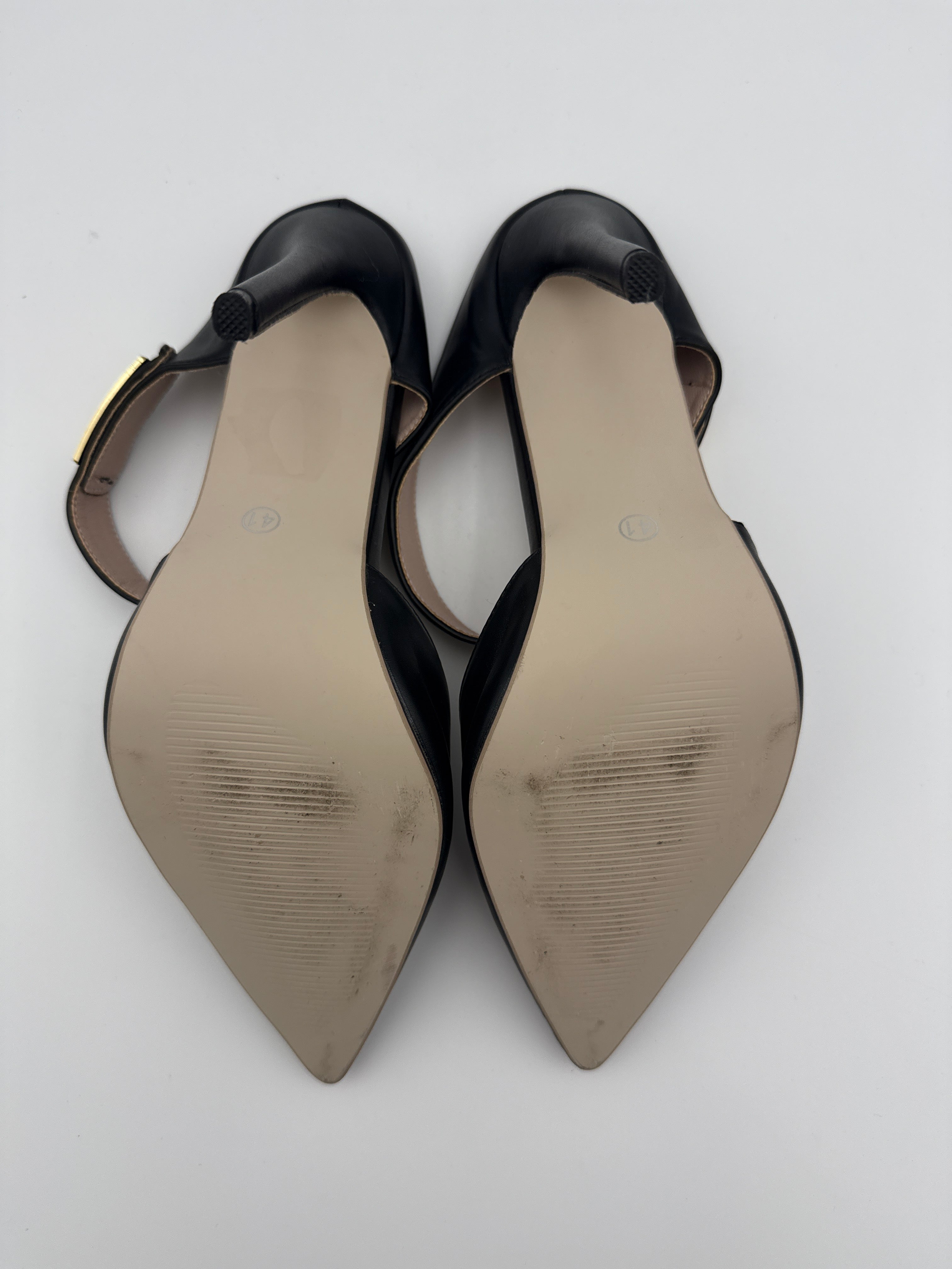Black Leather Mule High Heels Size 41