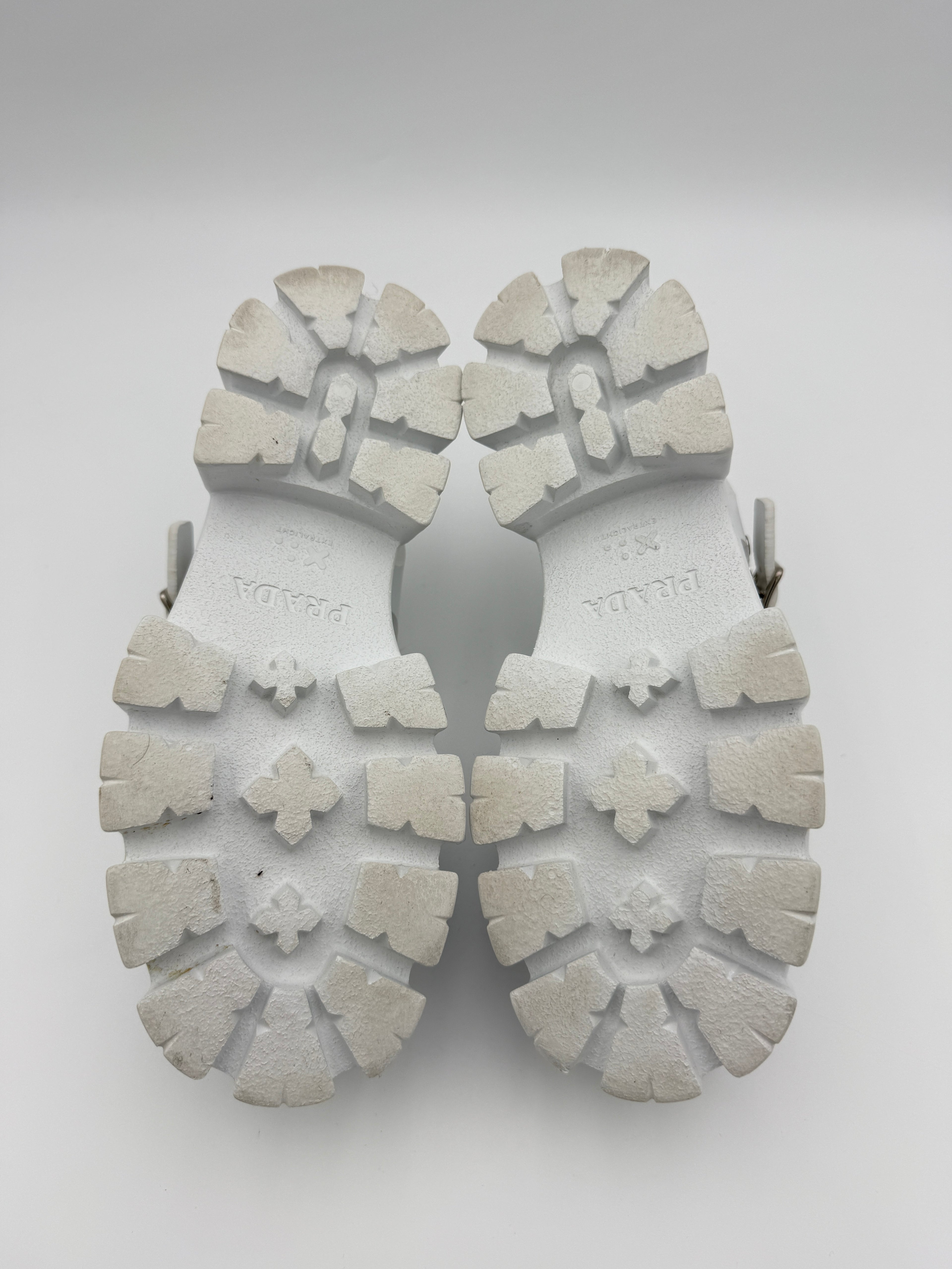 Prada White Monolith Platform Sandals Size 8