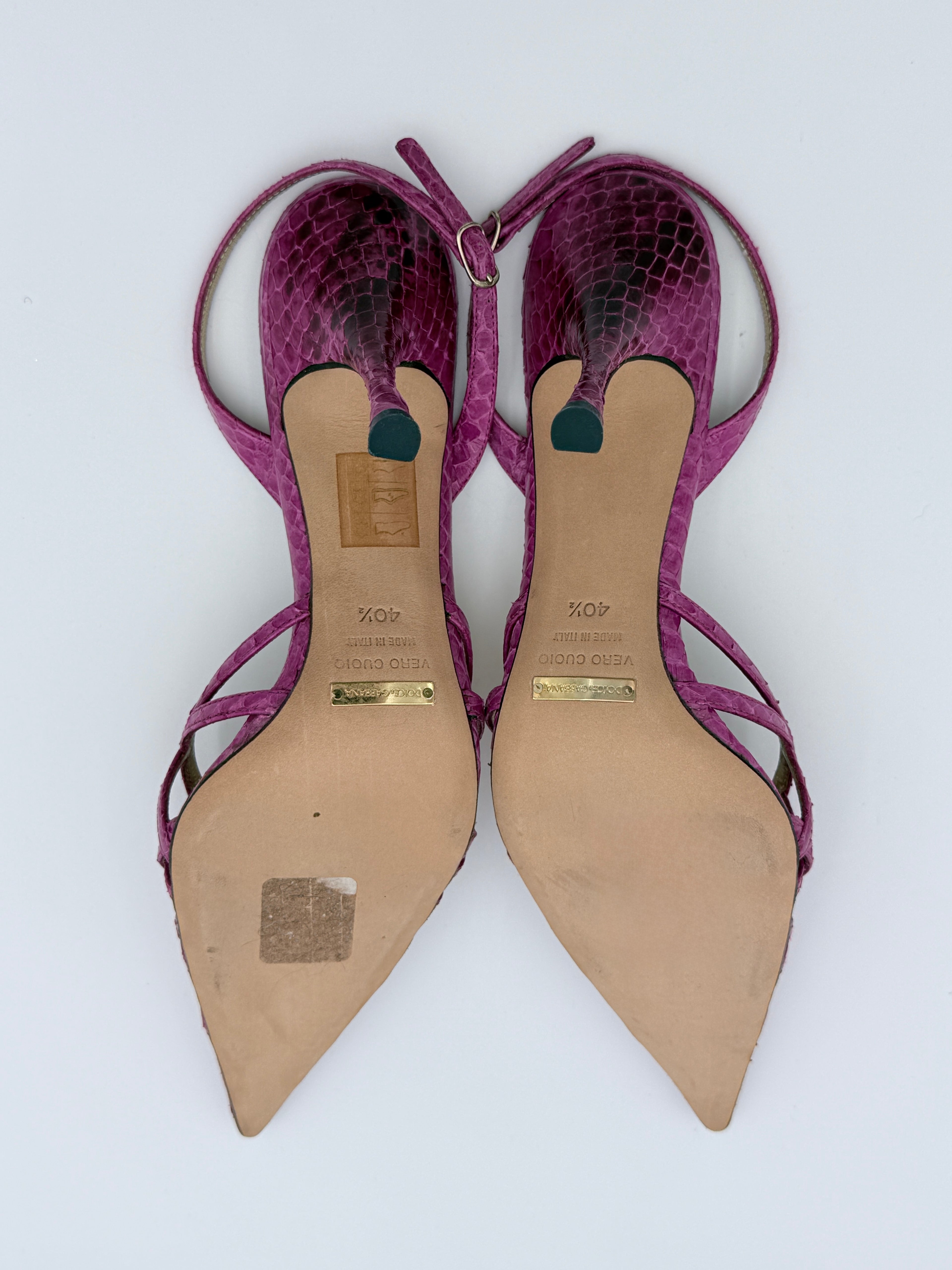 Dolce Gabbana Pink Piton Slingback Heel size 40,5