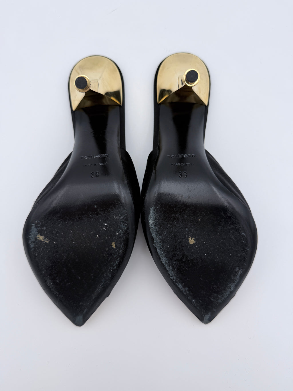 Tom Ford Black Satin Mule Size 38 box and dust