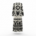 Zara Black Beige Printed Dress large