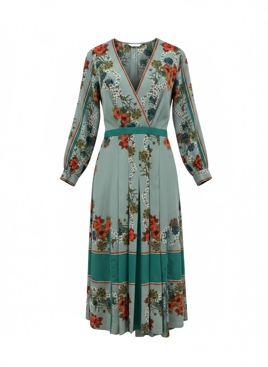 Sandro Silk Floral Green Dress