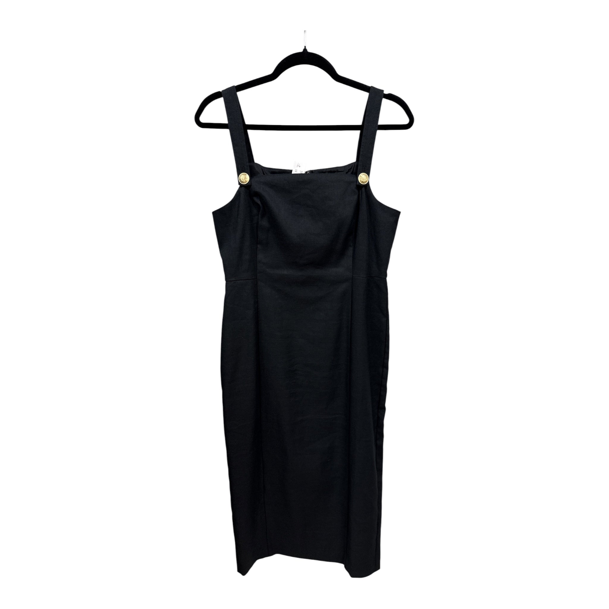 Jcrew black linen midi dress