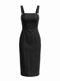 Jcrew black linen midi dress