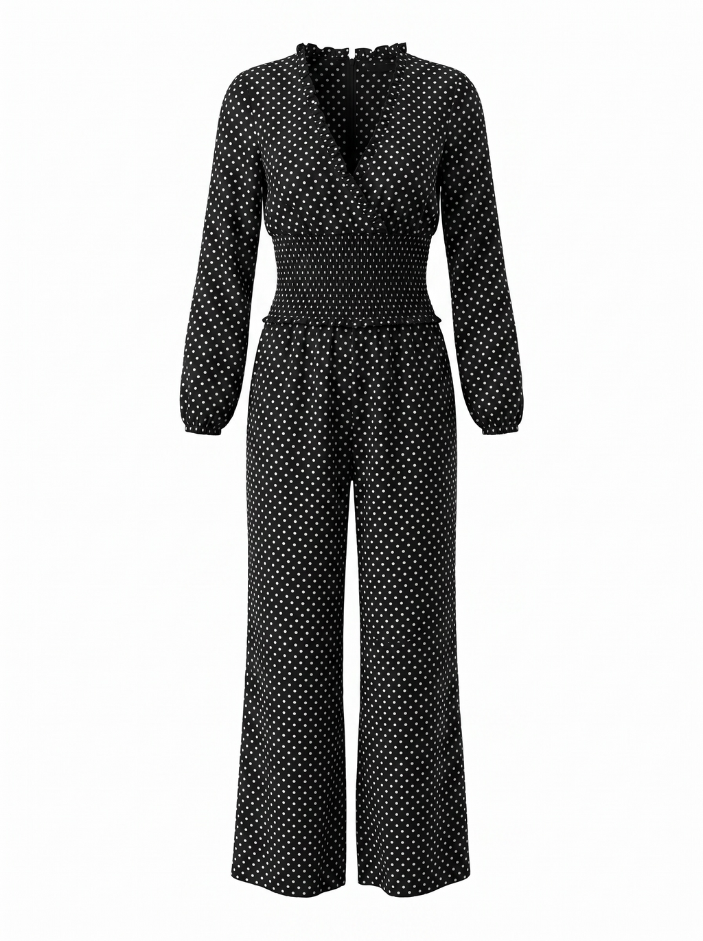 Black Polka Dots Jumpsuit with pockets