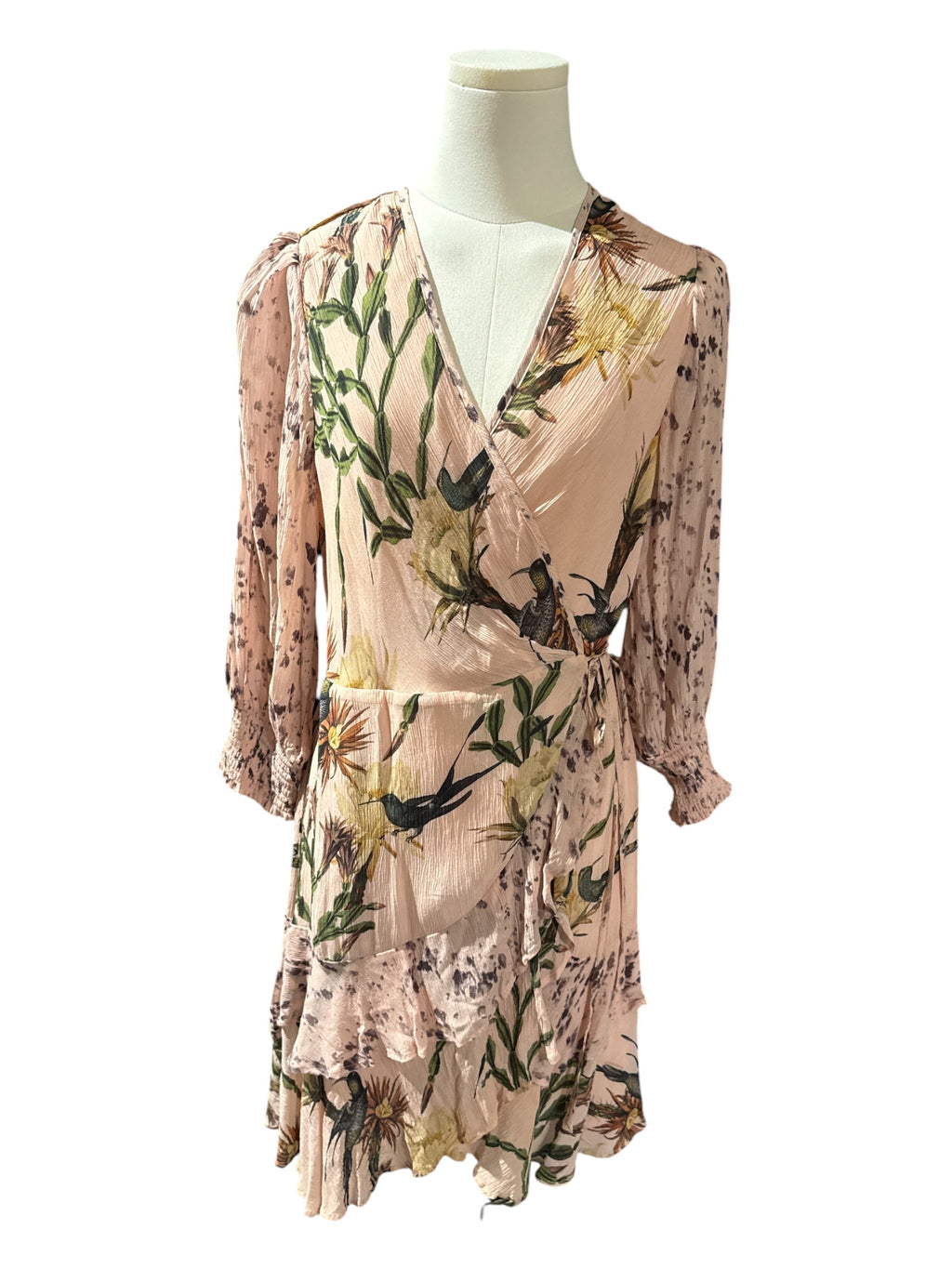 All Saint Blush Floral Wrap Dress Size 6