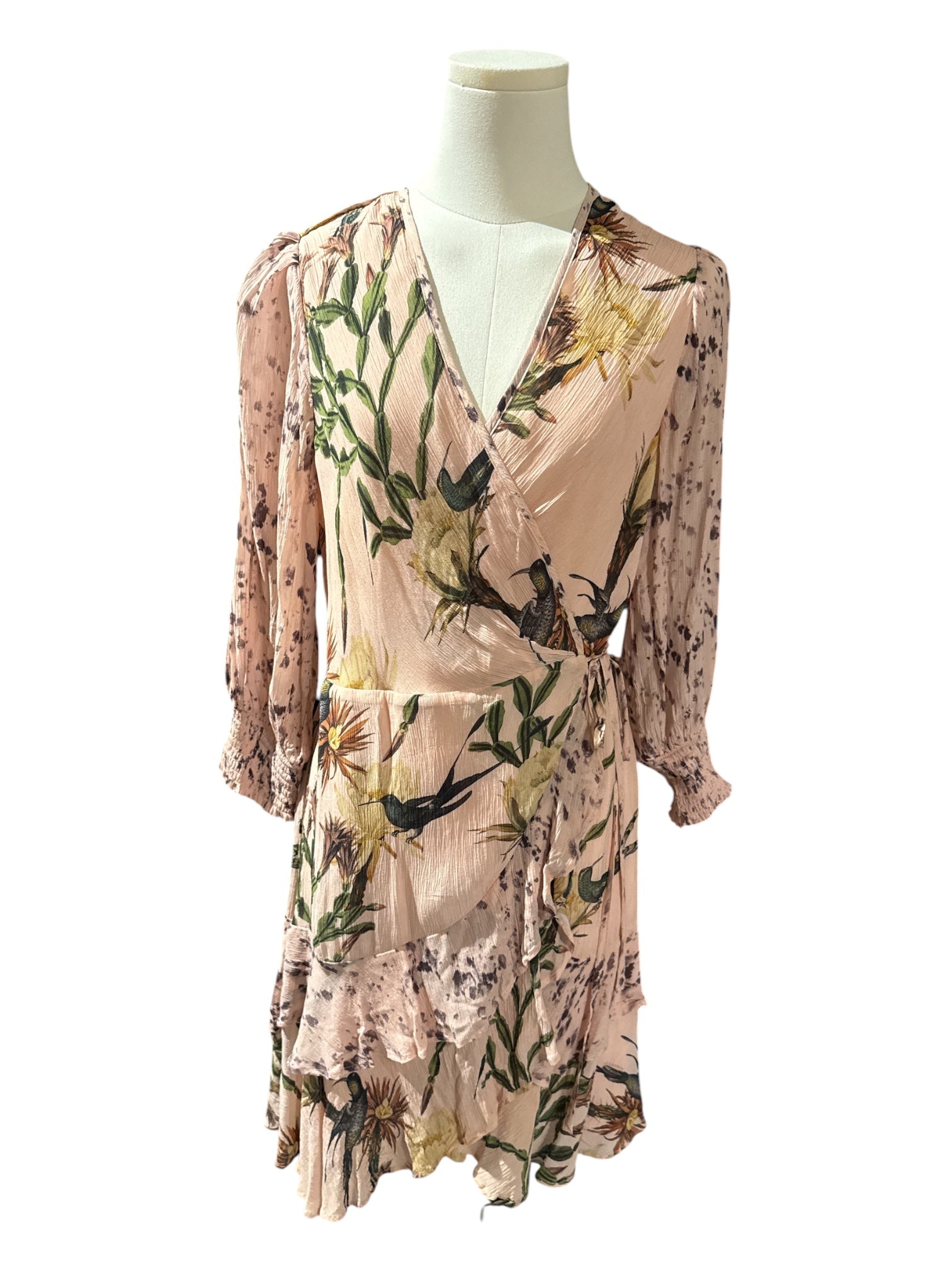 All Saint Blush Floral Wrap Dress Size 6