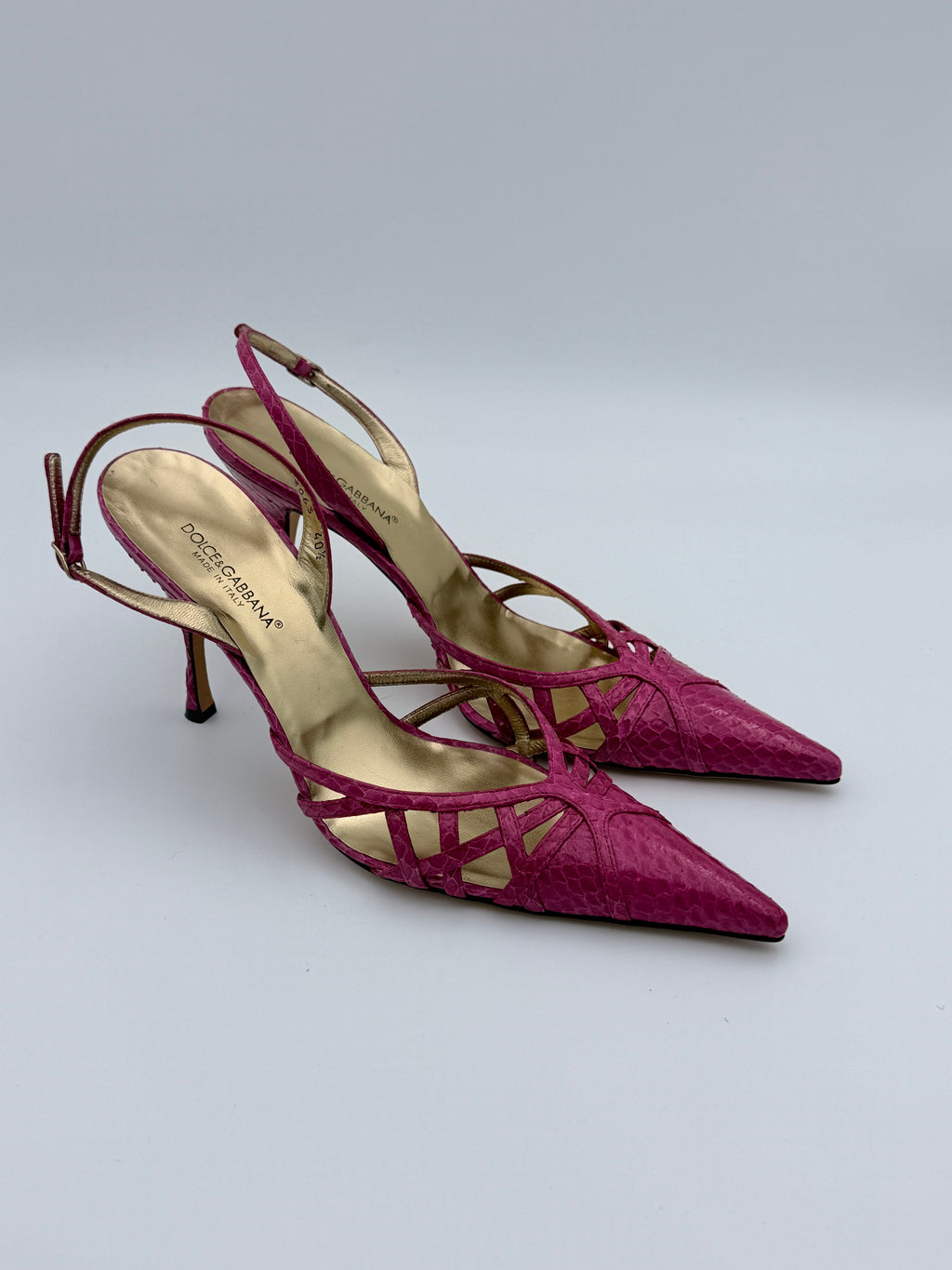 Dolce Gabbana Pink Piton Slingback Heel size 40,5