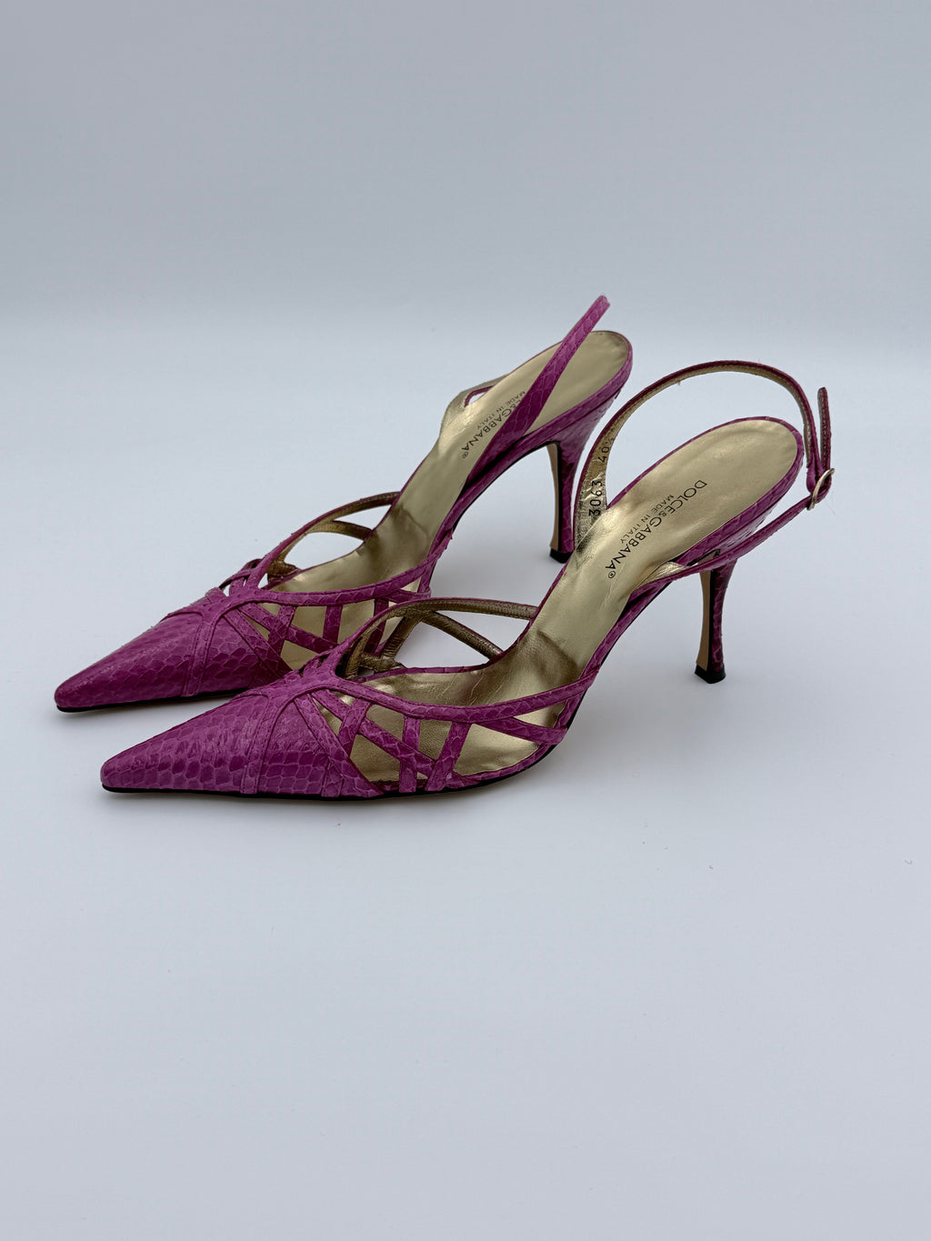 Dolce Gabbana Pink Piton Slingback Heel size 40,5